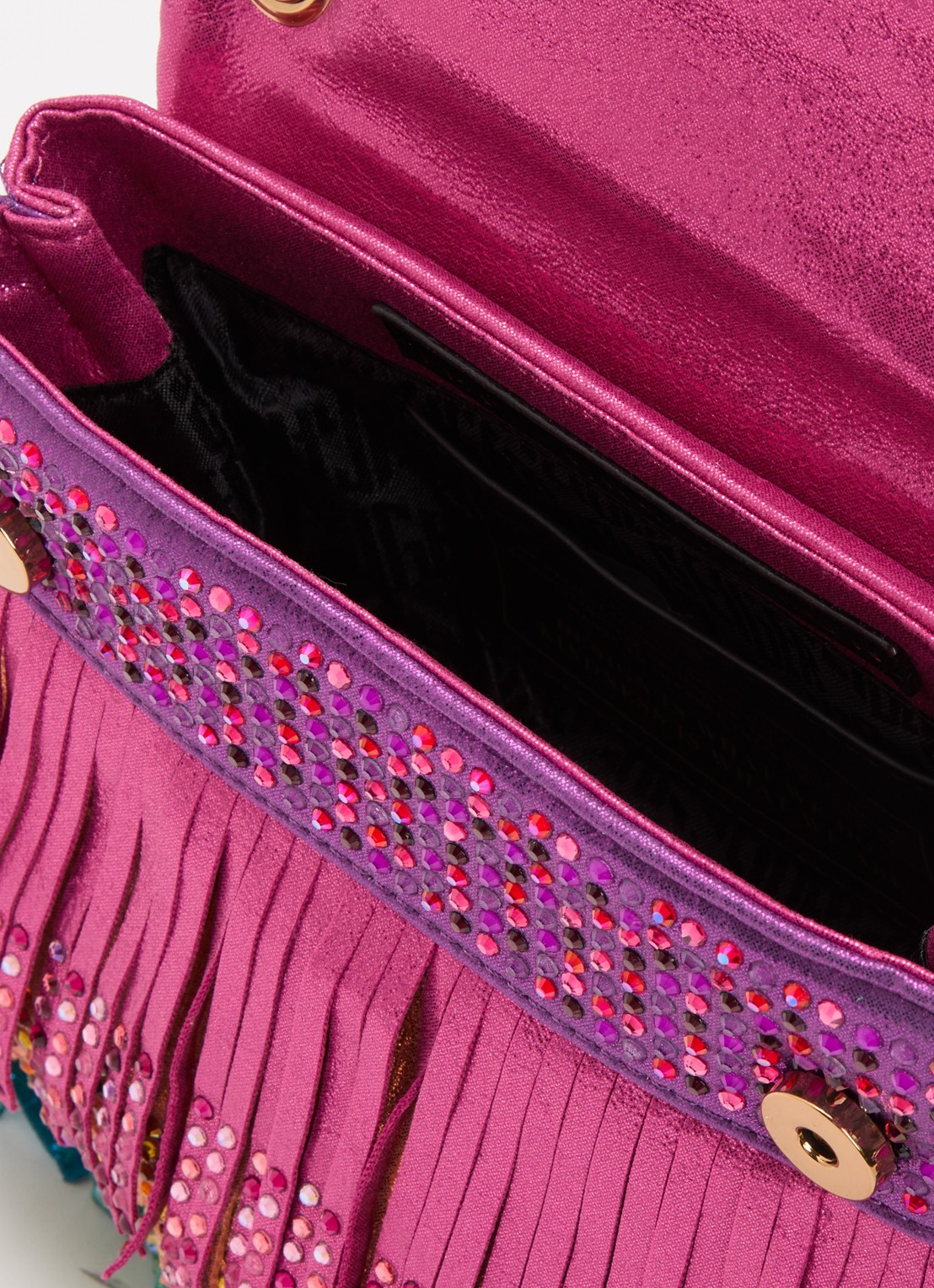 Kurt Geiger Mini Kensington Fringe schoudertas met strass en franjes - detail 3 roze
