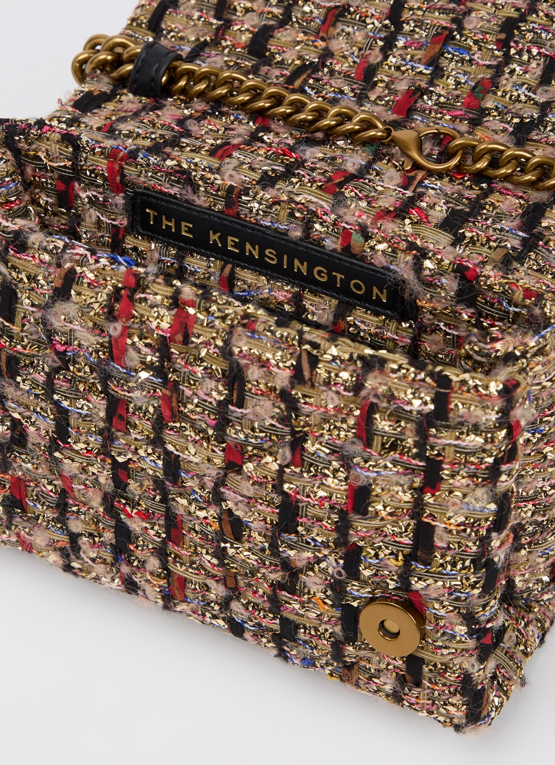 Kurt Geiger Mini Kensington Kurt crossbodytas met tweed-look - detail goud