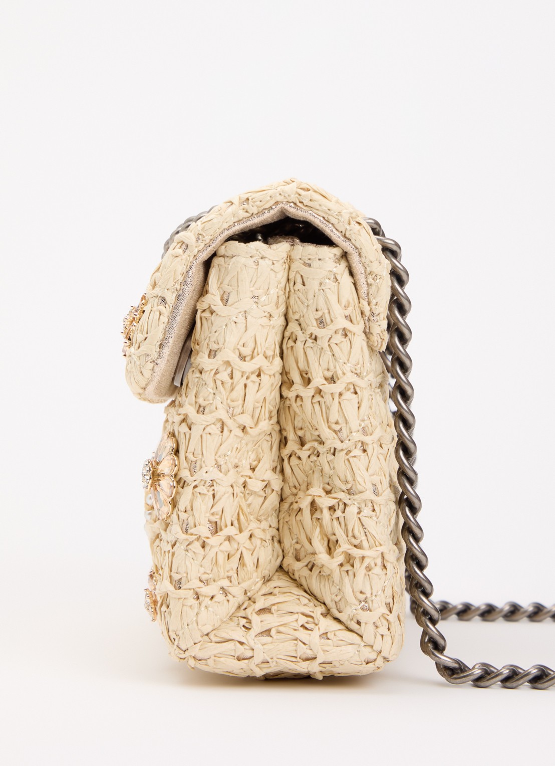 Kurt Geiger Mini Kensington schoudertas van raffia - detail 2 beige