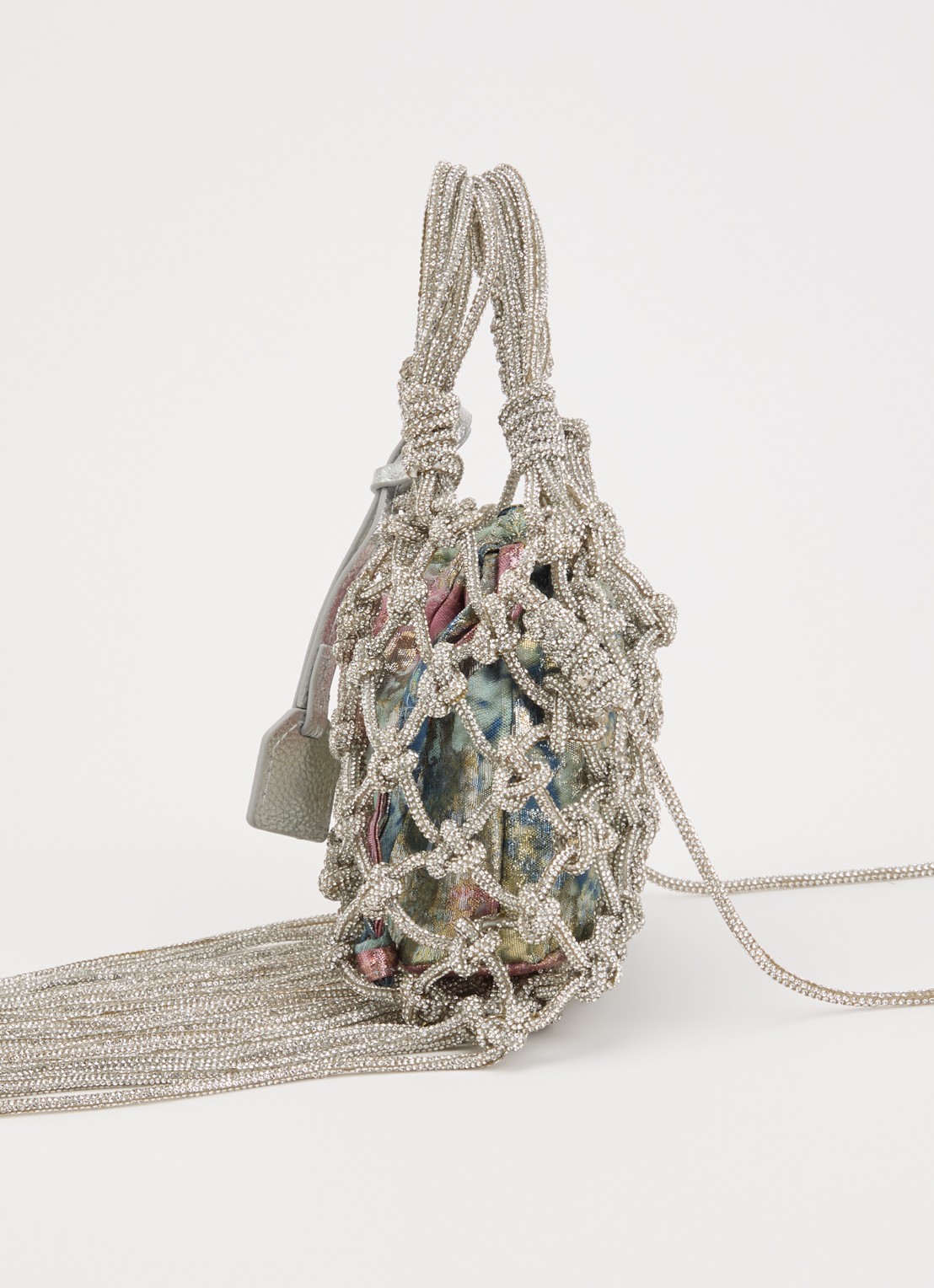 Kurt Geiger Mini Macrame crossbodytas met strass - detail 2 zilver