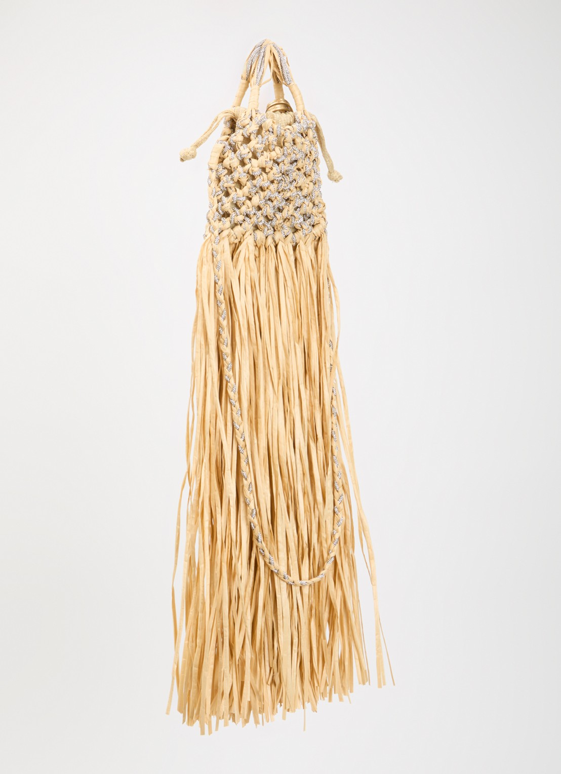 Kurt Geiger Mini Macrame crossbodytas met strass - achterkant 6 beige