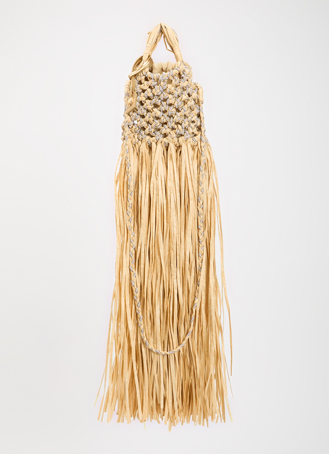 Kurt Geiger Mini Macrame crossbodytas met strass - voorkant 3 beige