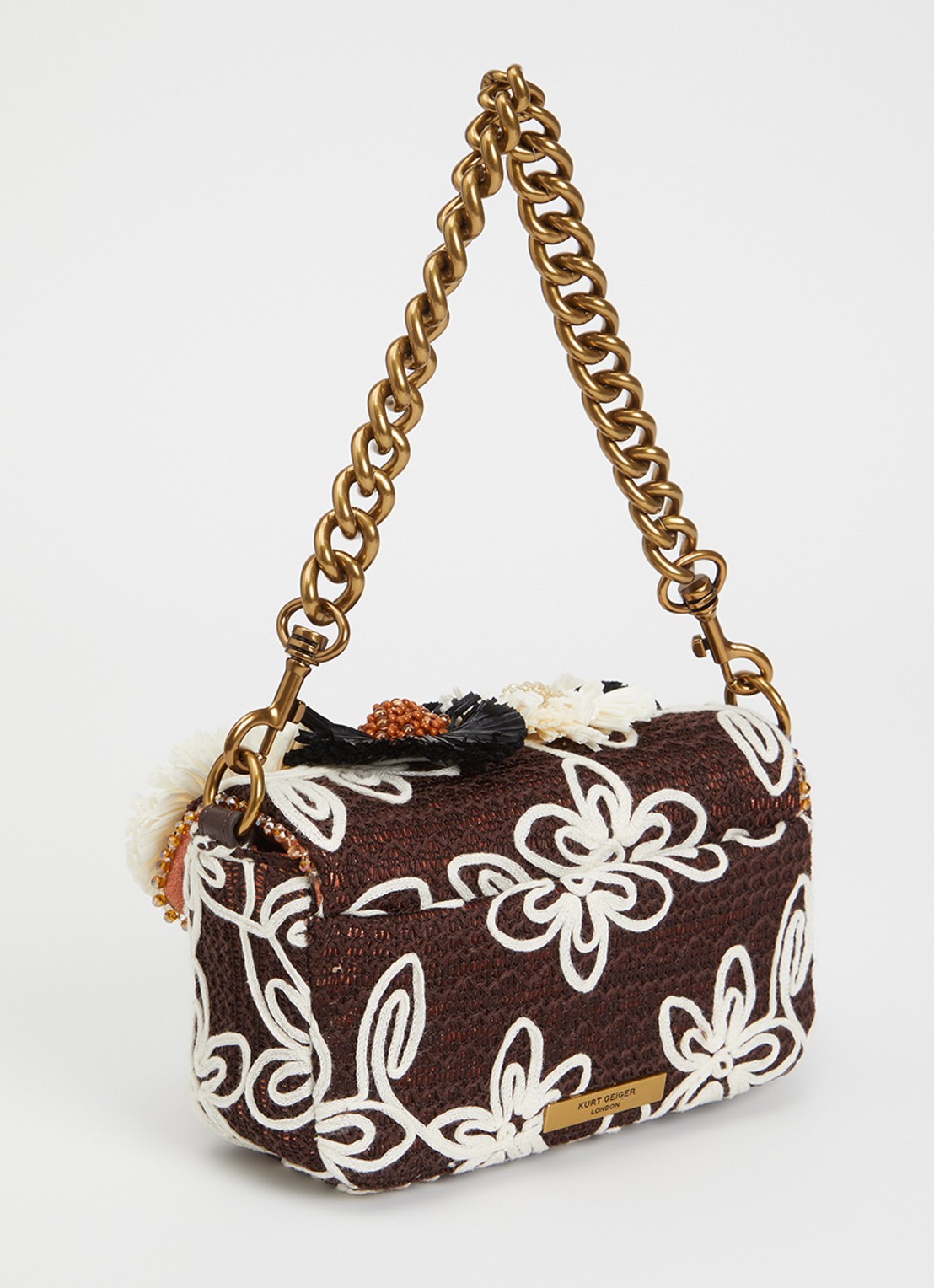 Kurt Geiger Mini pimlico flower schoudertas met afneembare schouderriem  - achterkant donkerbruin