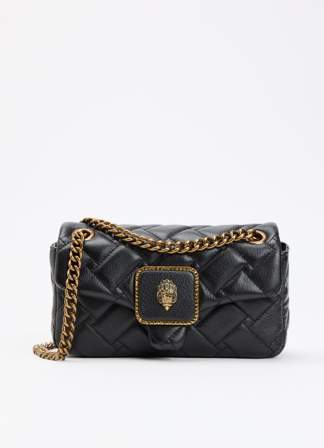 Kurt Geiger Mini Pimlico schoudertas van leer met afneembare schouderriem - voorkant zwart