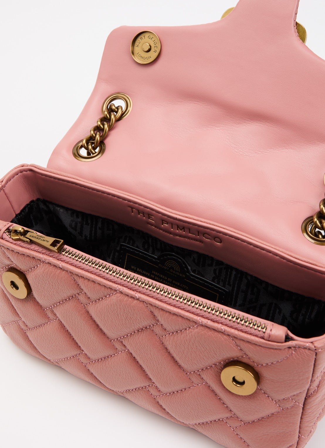 Kurt Geiger Mini Pimlico schoudertas van leer met afneembare schouderriem - detail 3 oudroze