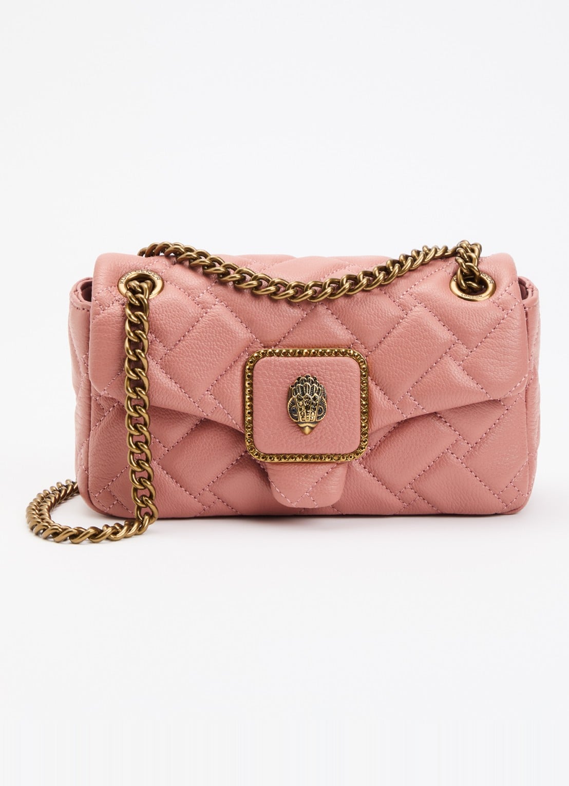 Kurt Geiger Mini Pimlico schoudertas van leer met afneembare schouderriem - voorkant oudroze