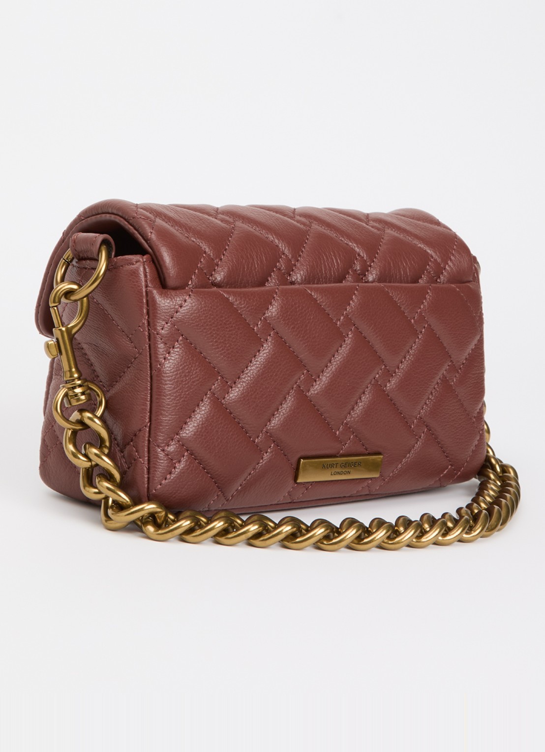 Kurt Geiger Mini Pimlico schoudertas van leer met quilt patroon en afneembare schouderriem - achterkant 4 steenrood