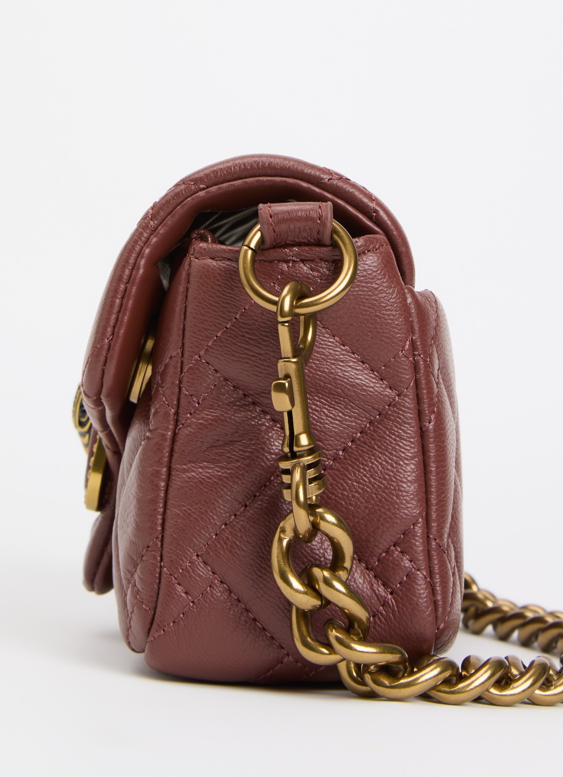 Kurt Geiger Mini Pimlico schoudertas van leer met quilt patroon en afneembare schouderriem - detail 2 steenrood