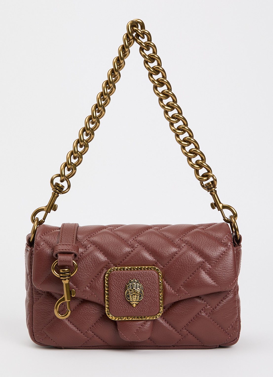 Kurt Geiger Mini Pimlico schoudertas van leer met quilt patroon en afneembare schouderriem - voorkant 5 steenrood