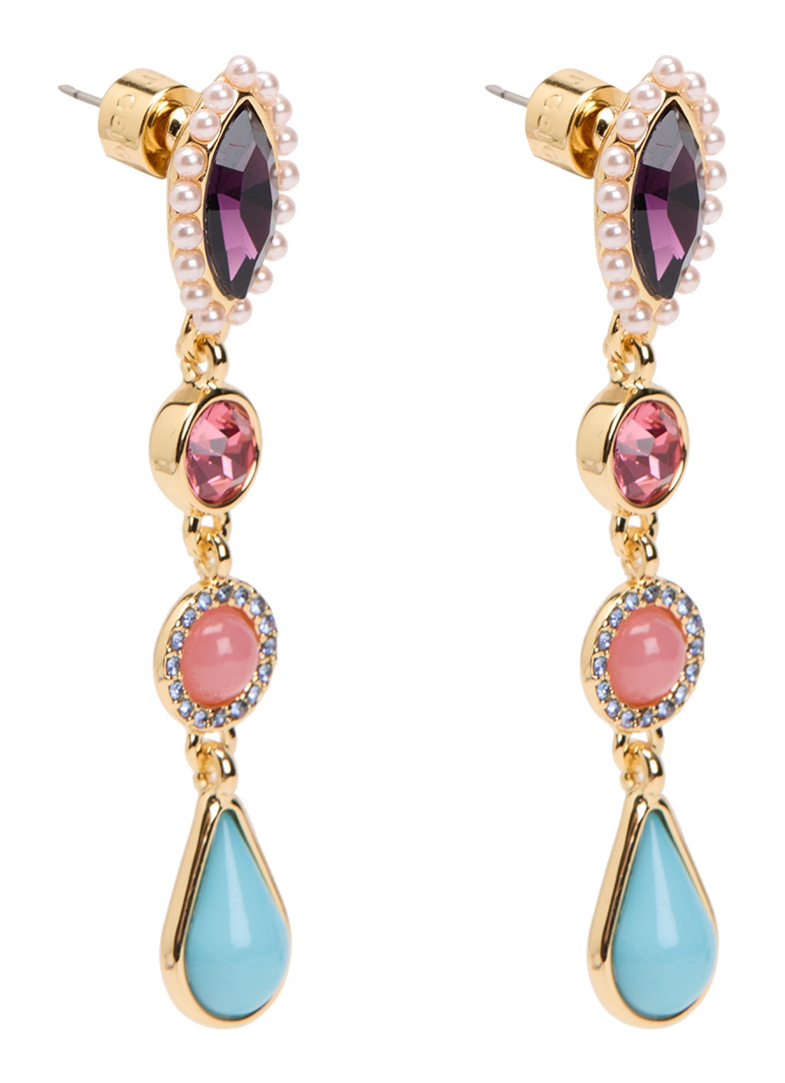 Kurt Geiger Mixed Gem Linears oorstekers met kristal - voorkant goud