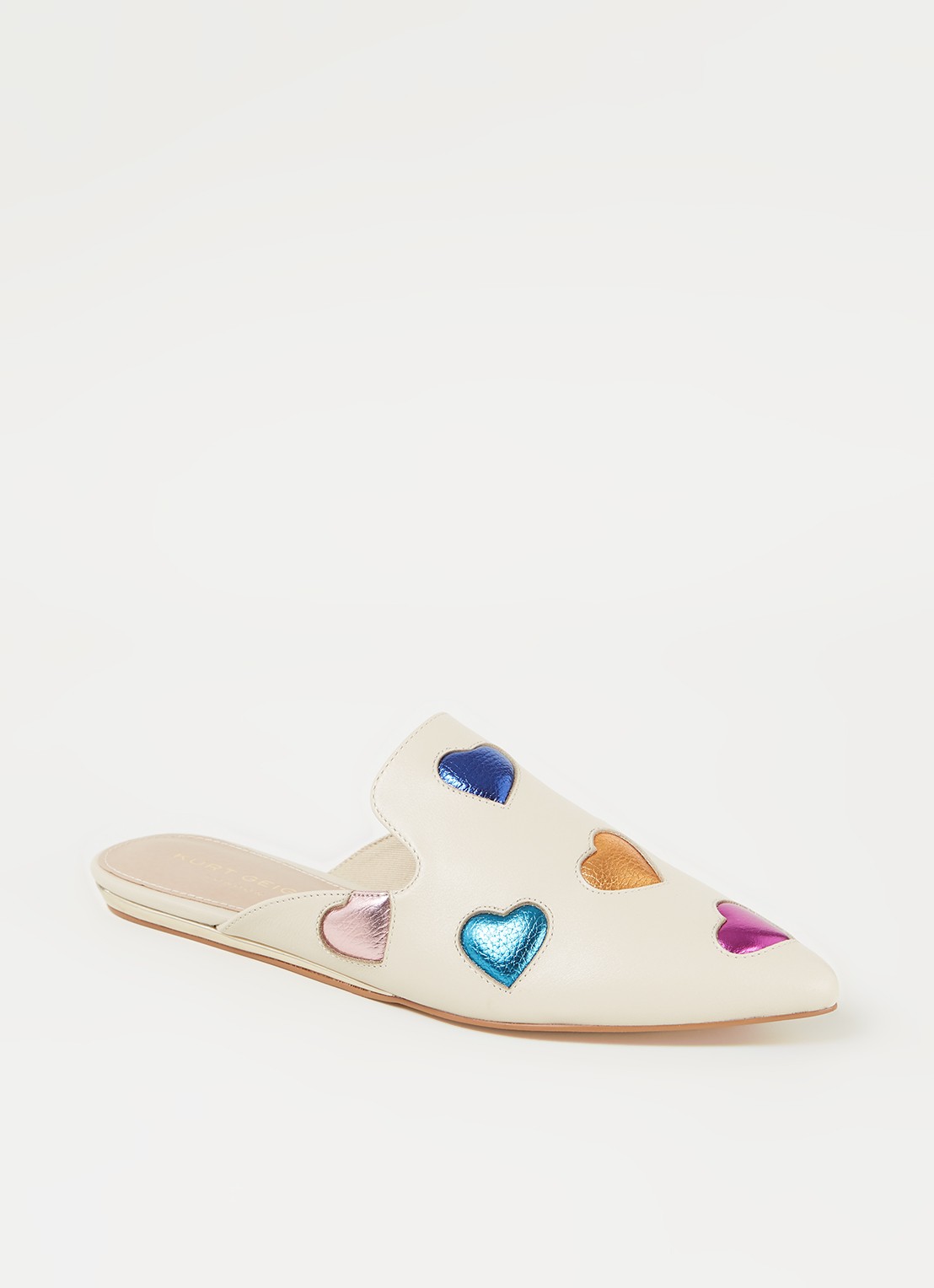 Kurt Geiger Otter Love muiltje van leer - voorkant beige