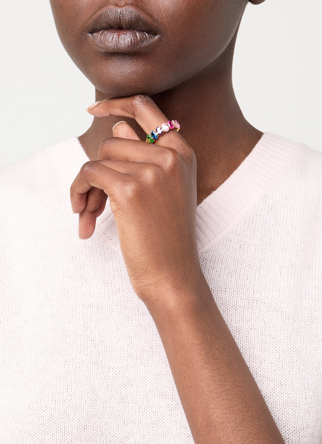 Kurt Geiger Oval Mix ring met kristal - voorkant 4 multicolor