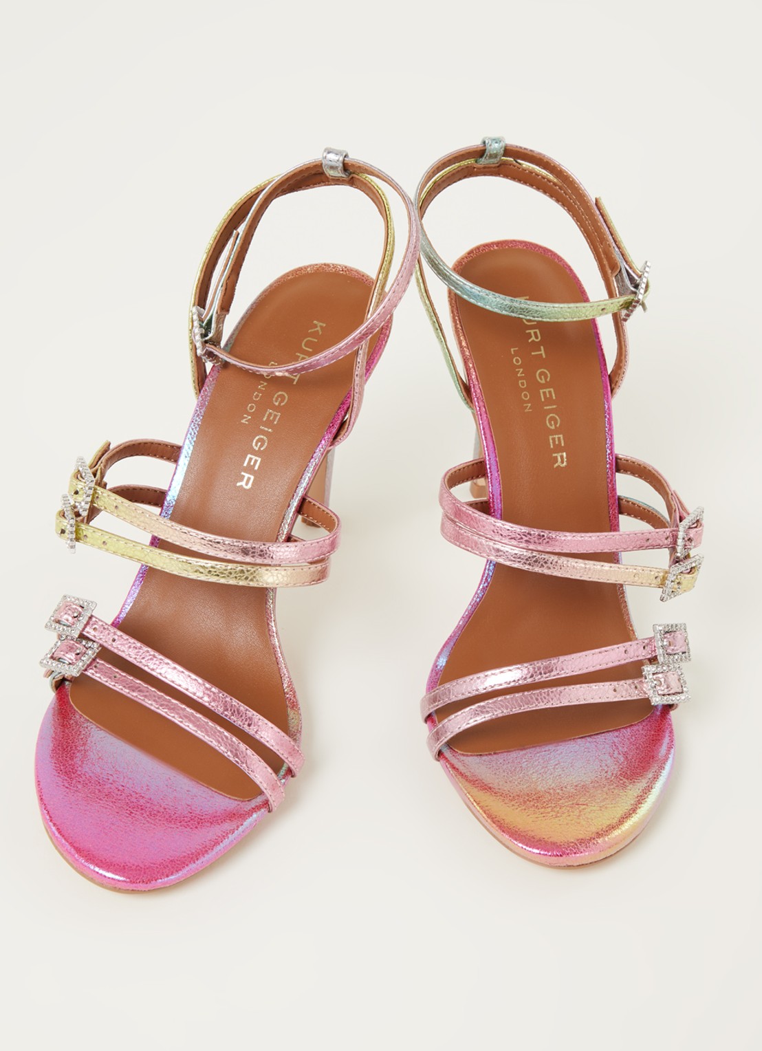 Kurt Geiger Pierra sandalette van leer  - detail roze