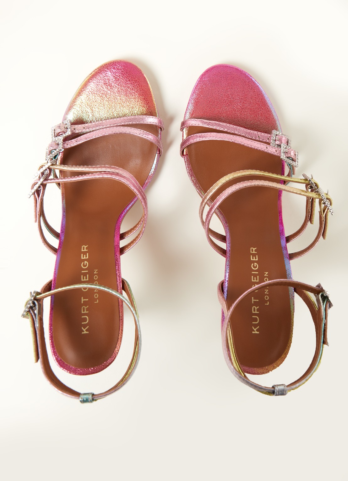 Kurt Geiger Pierra sandalette van leer  - detail 3 roze