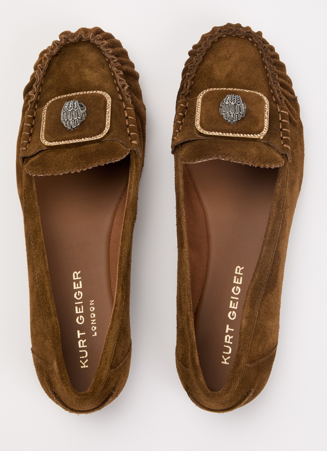Kurt Geiger Pimlico loafer van suède - detail 2 bruin