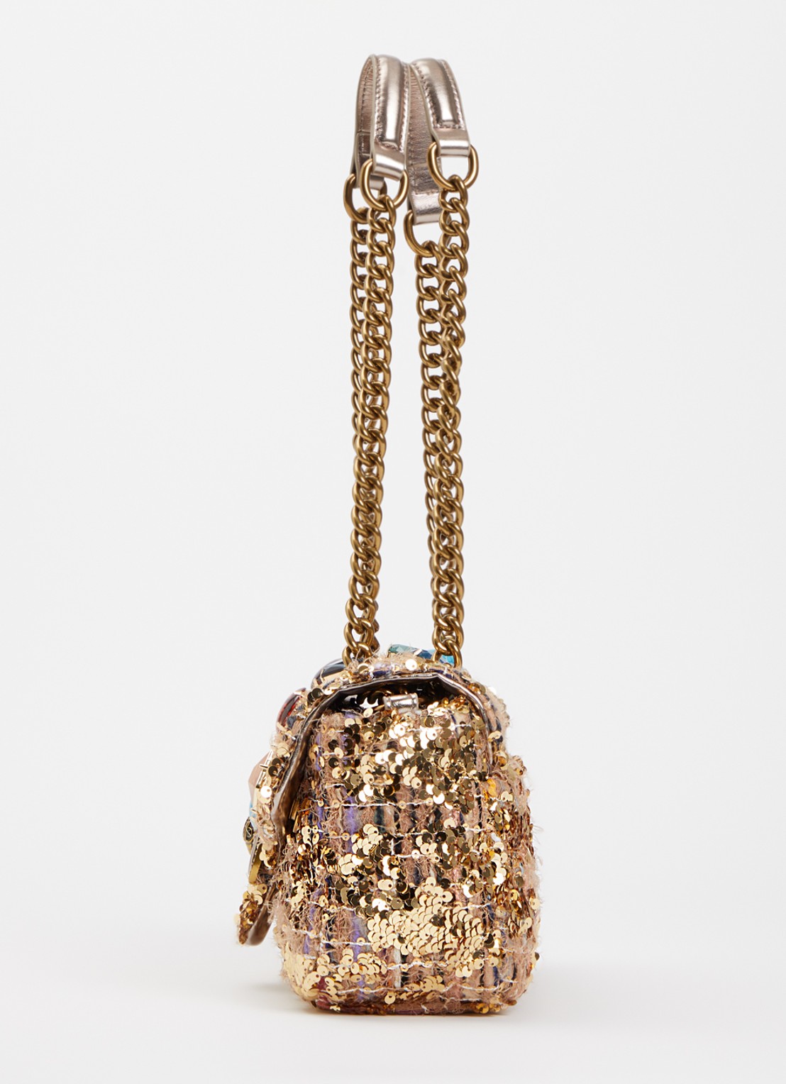 Kurt Geiger Pimlico schoudertas met pailletten - detail 2 goud