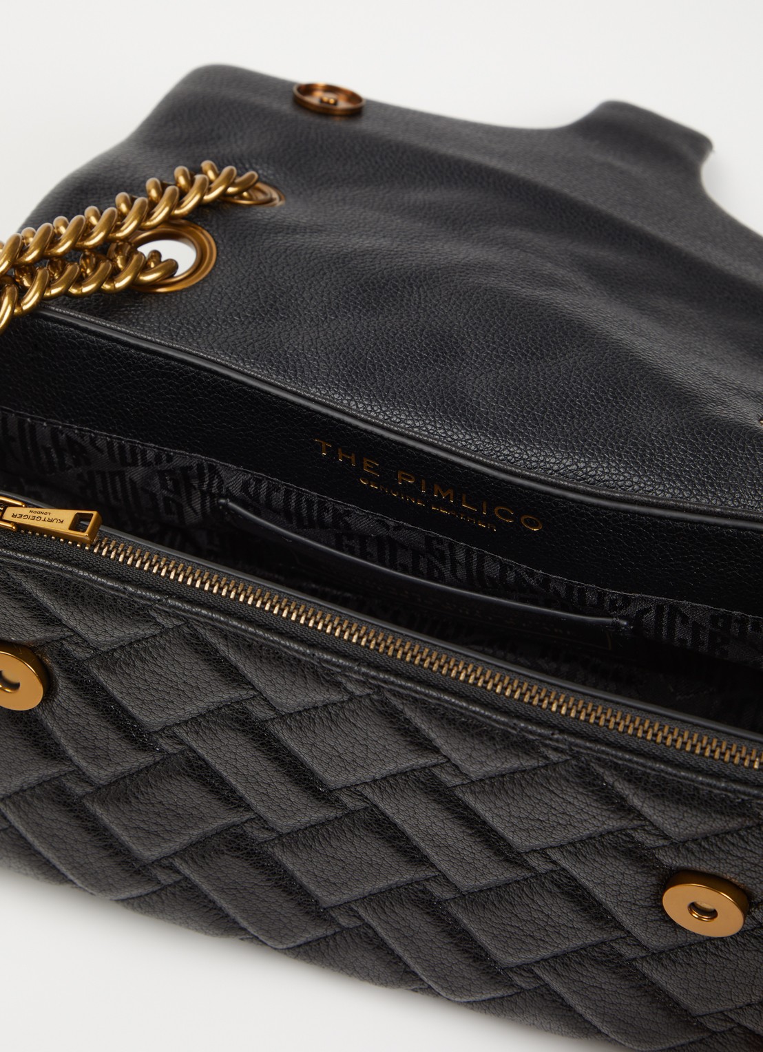 Kurt Geiger Pimlico schoudertas van leer - detail zwart