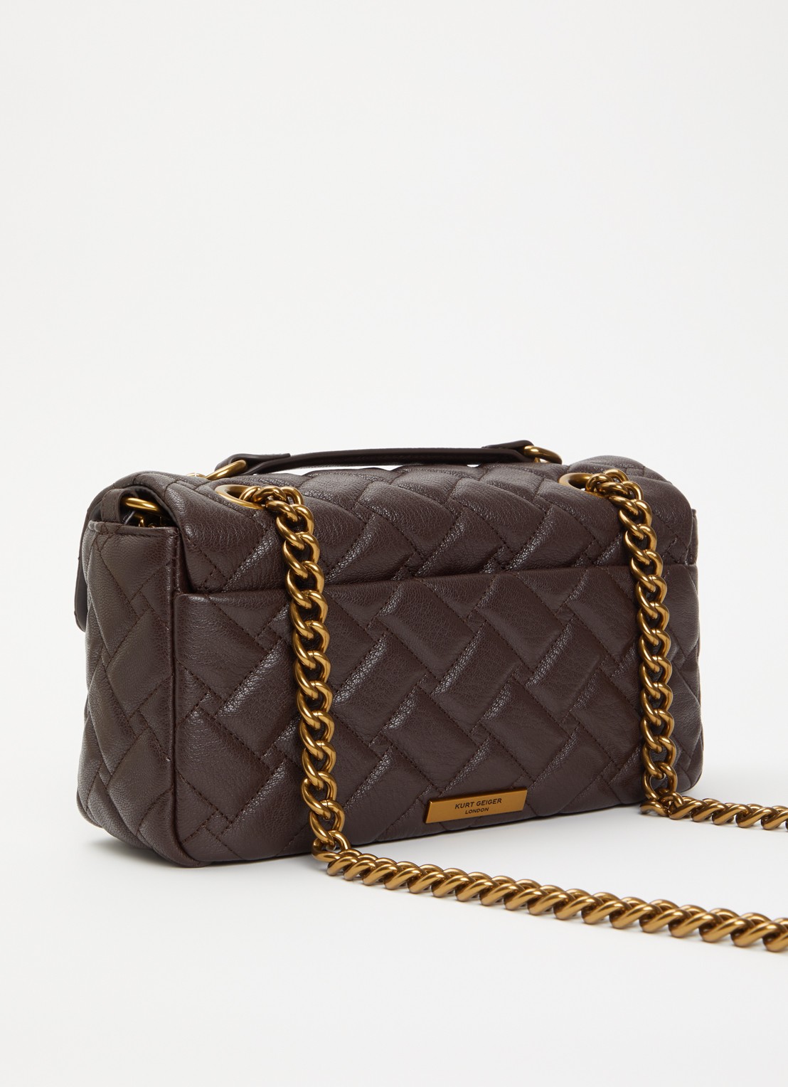 Kurt Geiger Pimlico schoudertas van leer - achterkant 4 donkerbruin
