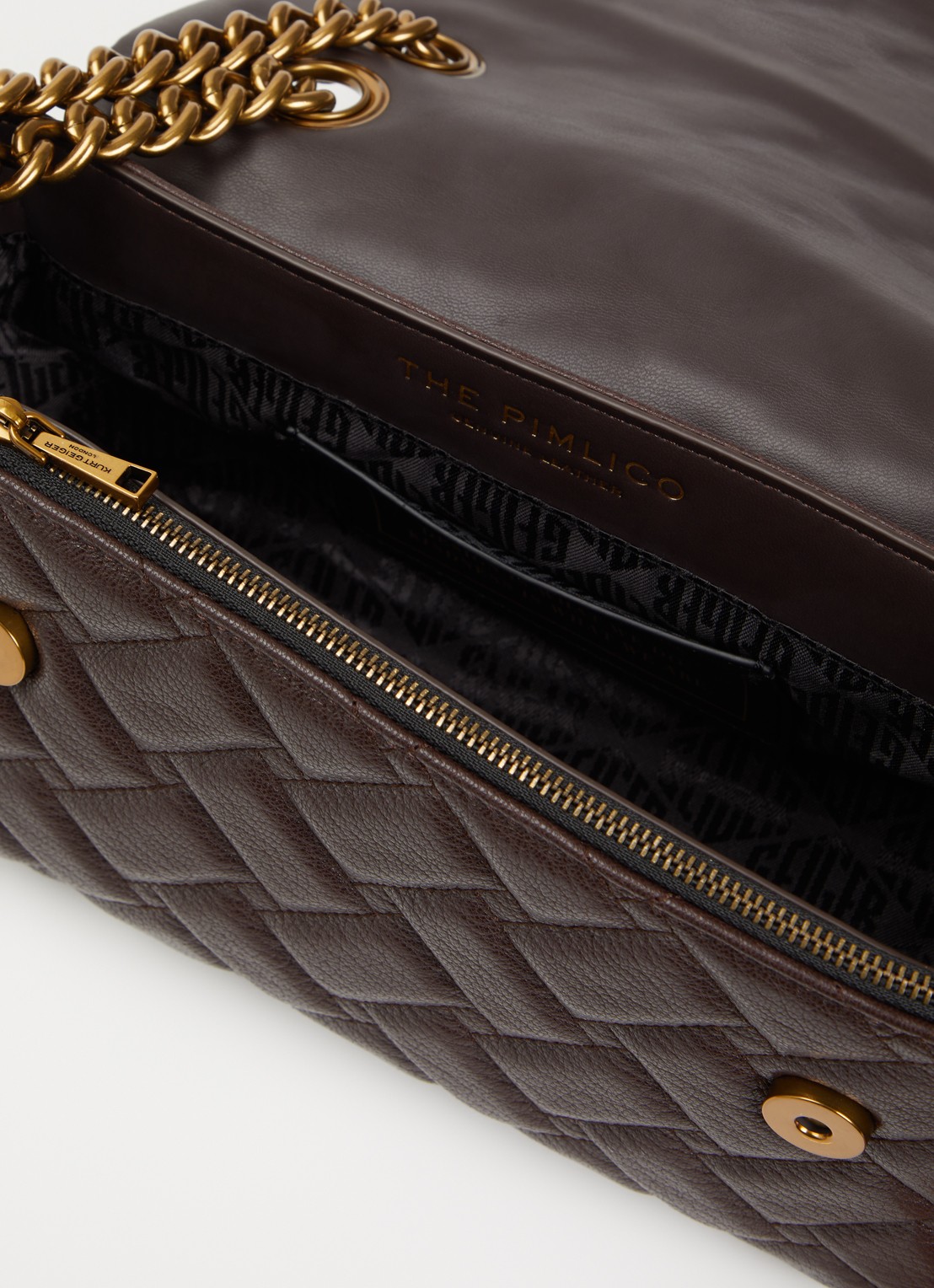 Kurt Geiger Pimlico schoudertas van leer - detail donkerbruin