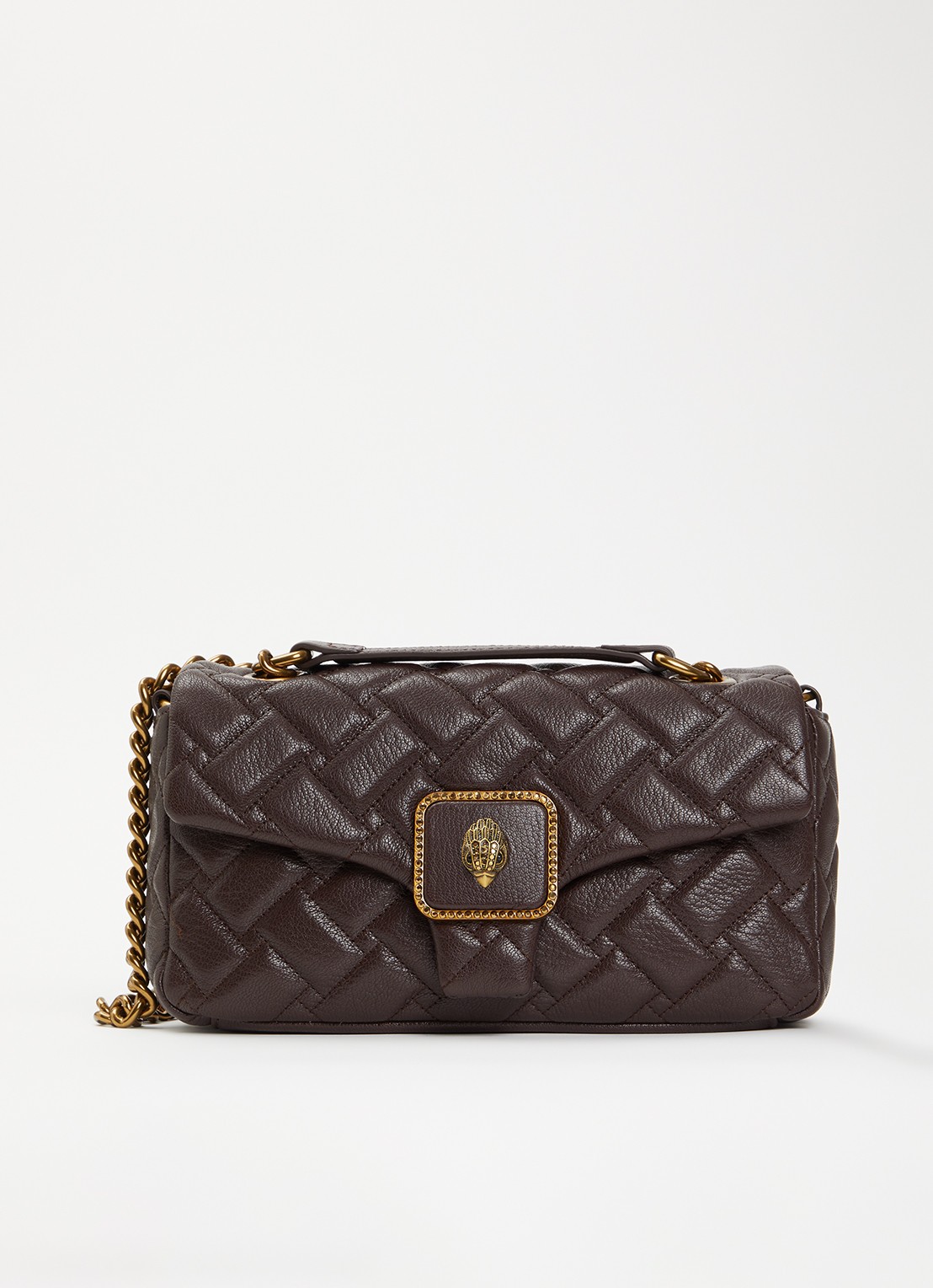 Kurt Geiger Pimlico schoudertas van leer - voorkant 5 donkerbruin