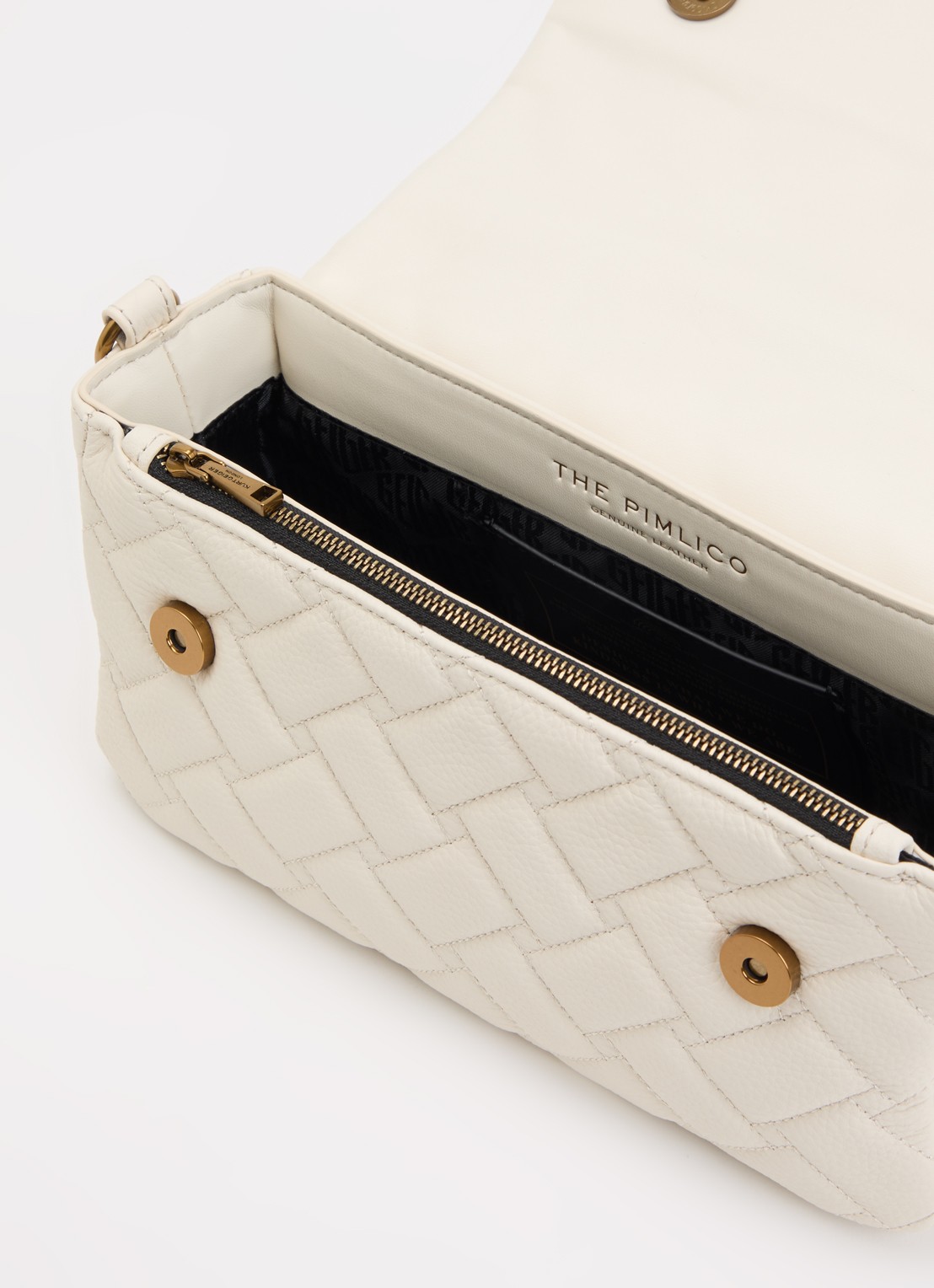 Kurt Geiger Pimlico schoudertas van leer  - detail ivoor