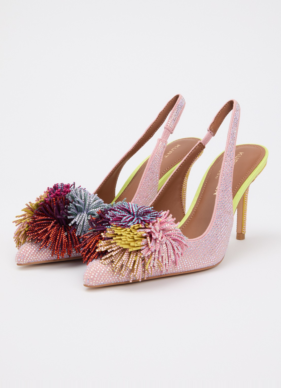 Kurt Geiger Pom Pom slingback van suède met strass - detail 3 lichtroze
