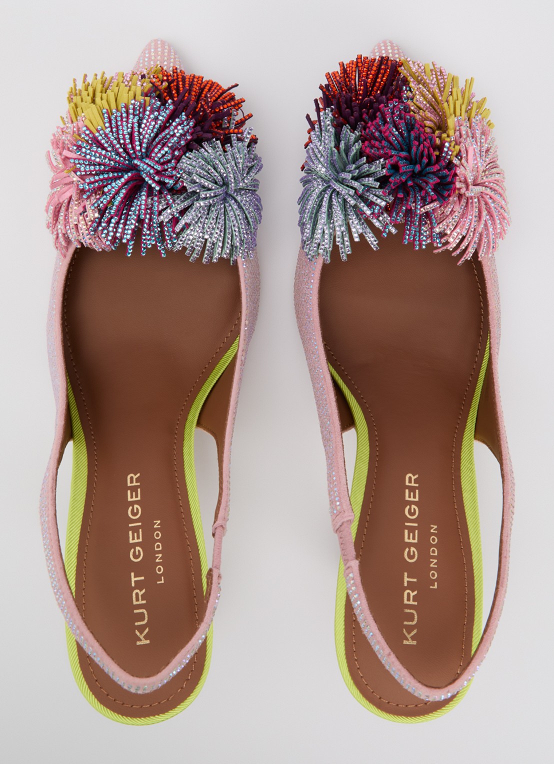 Kurt Geiger Pom Pom slingback van suède met strass - detail 4 lichtroze