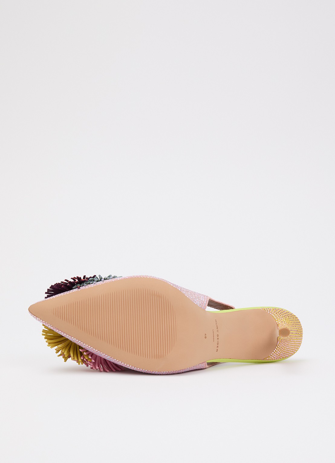 Kurt Geiger Pom Pom slingback van suède met strass - detail 5 lichtroze