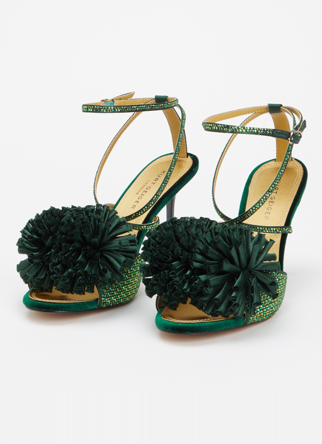 Kurt Geiger Pom sandalette met strass - detail donkergroen