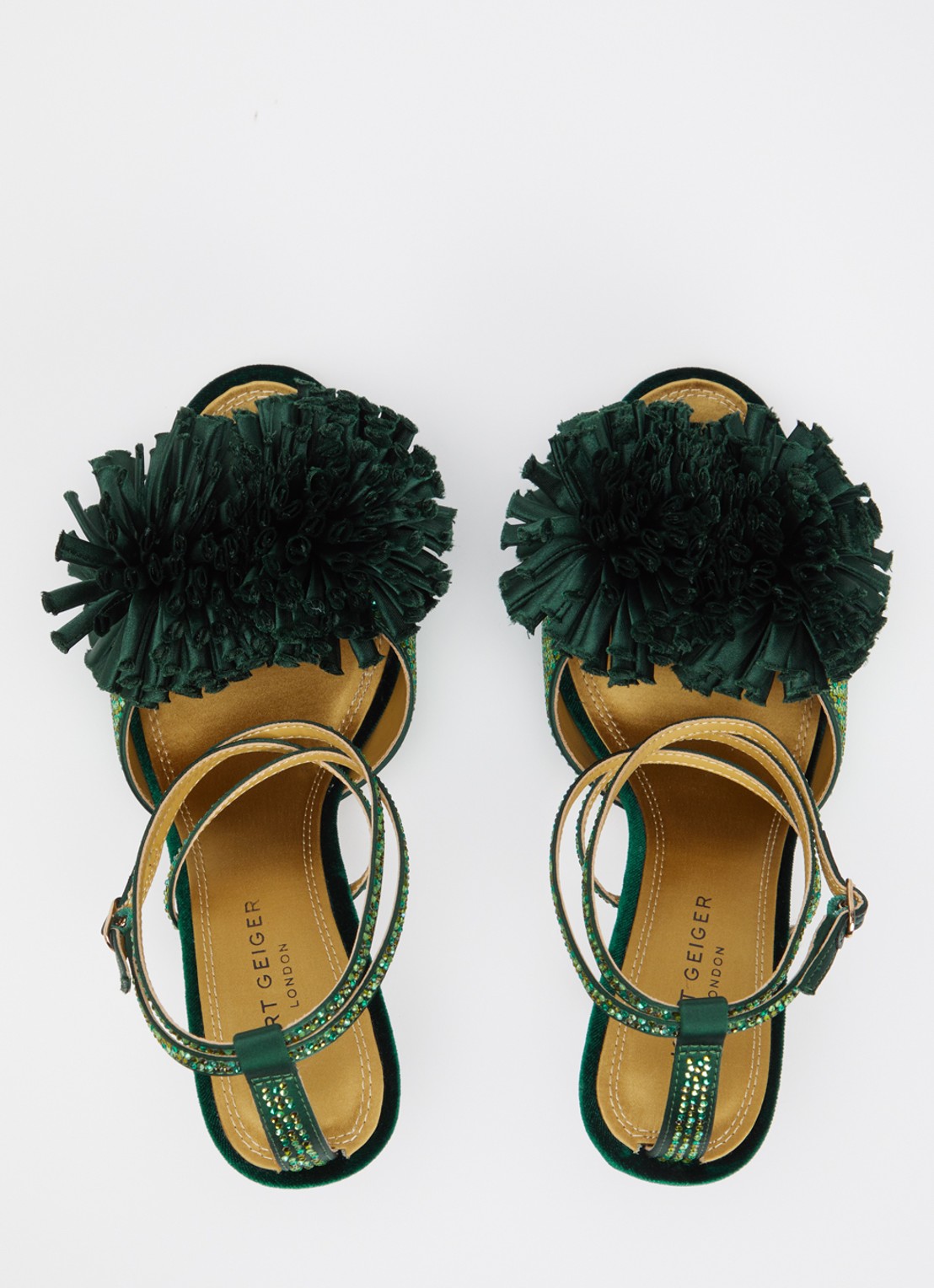 Kurt Geiger Pom sandalette met strass - detail 2 donkergroen