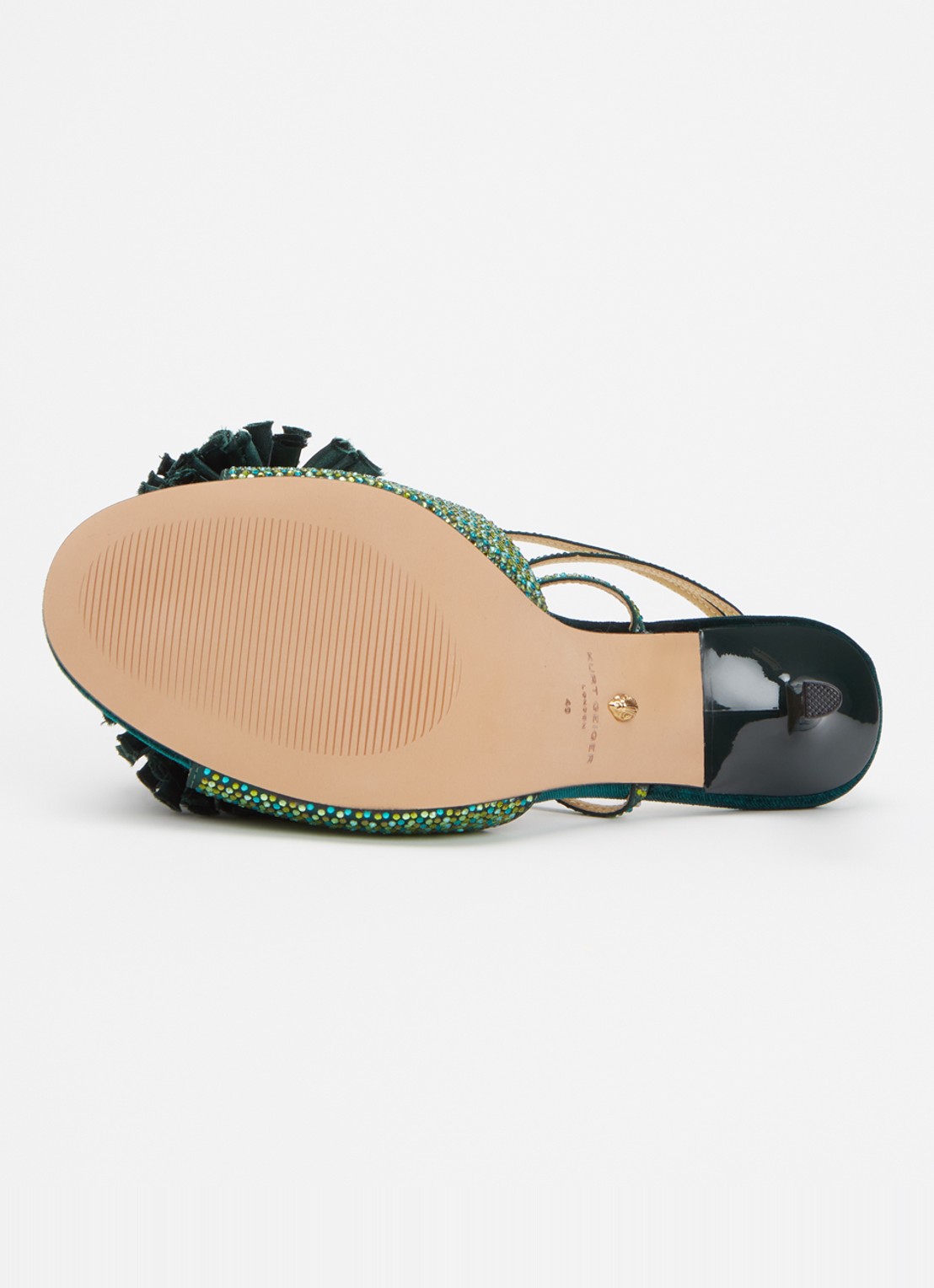 Kurt Geiger Pom sandalette met strass - detail 3 donkergroen