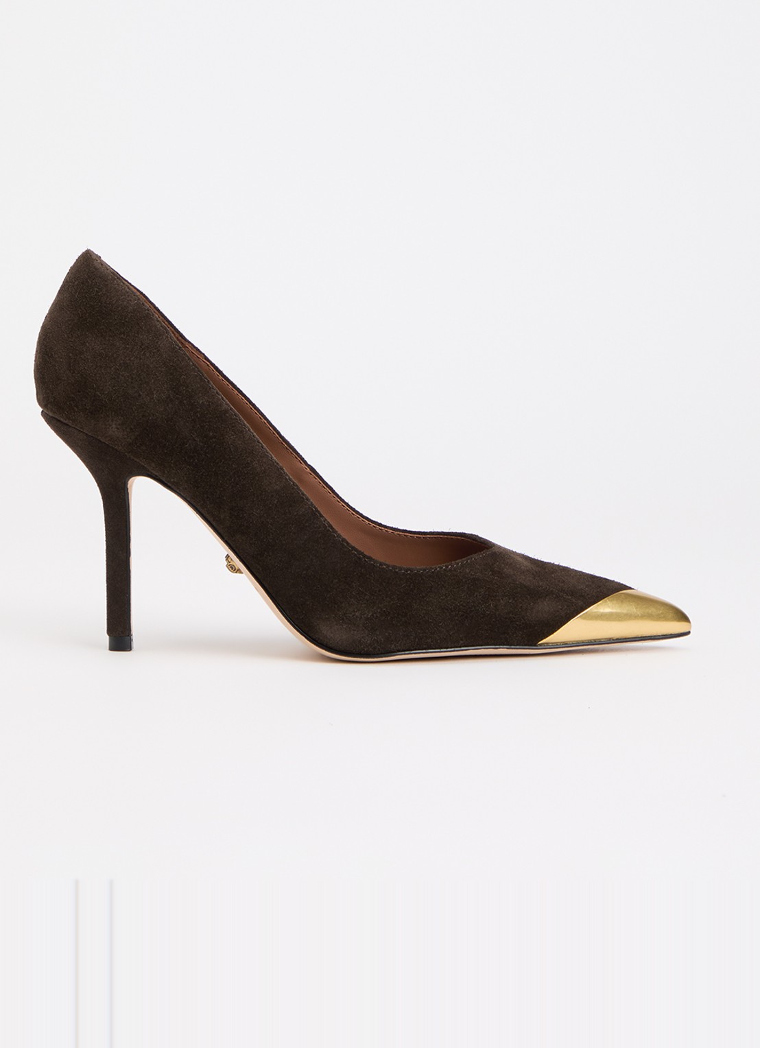 Kurt Geiger Regent Point pump van suède - voorkant donkerbruin