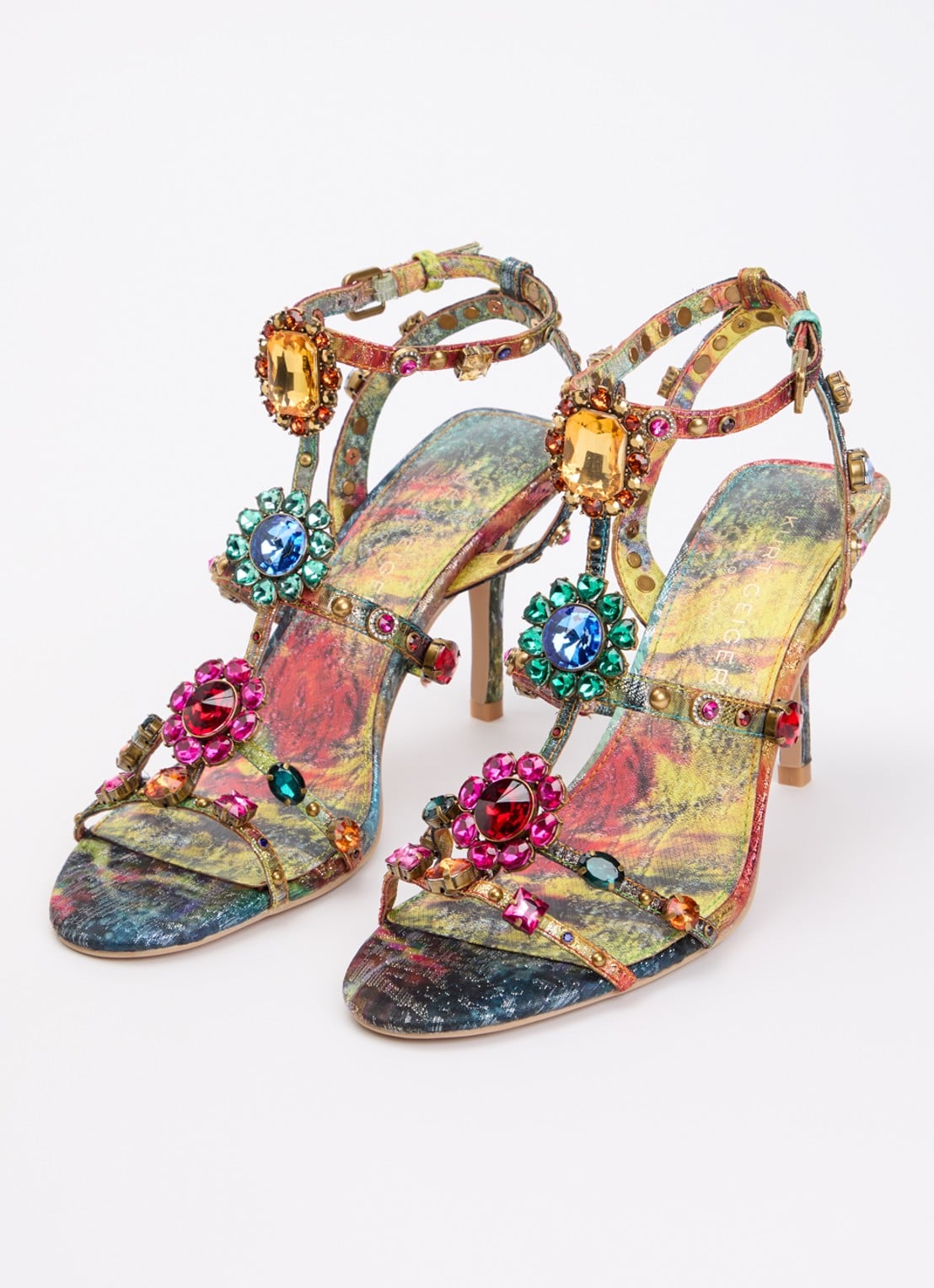 Kurt Geiger Sandalette met strass en studs  - detail multicolor