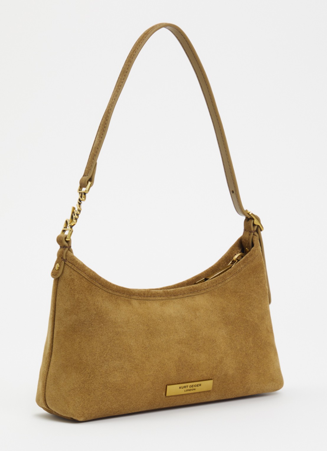 Kurt Geiger Schoudertas van suède - achterkant 5 donkerbeige