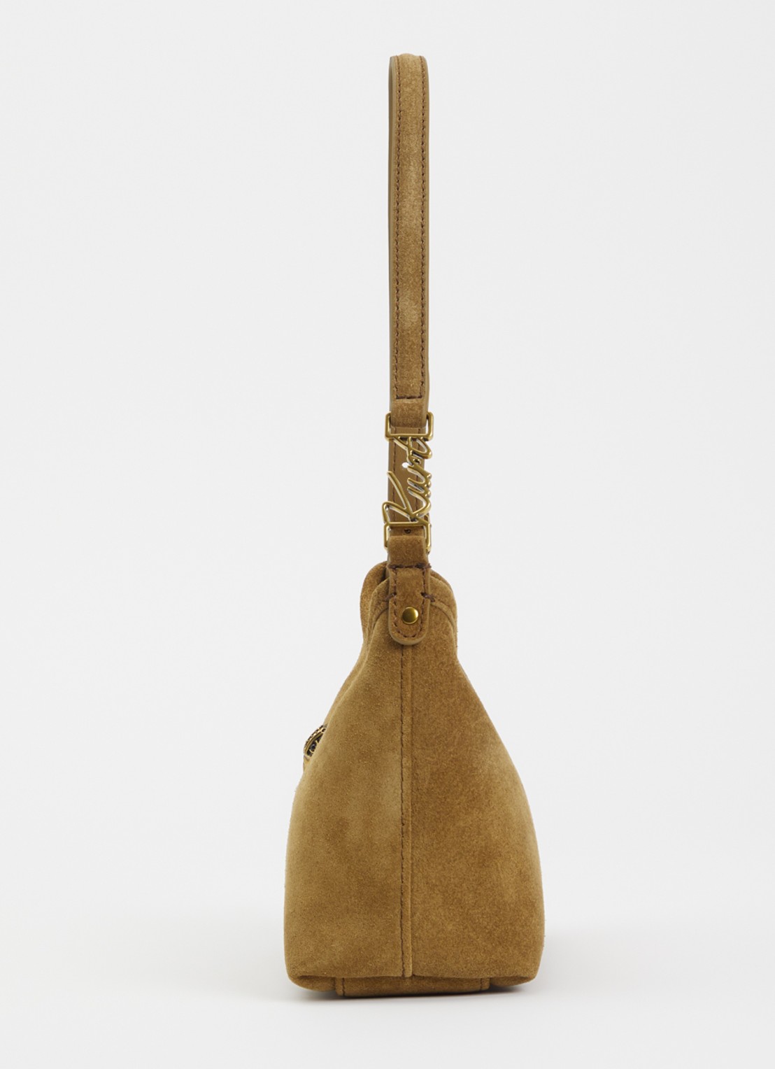 Kurt Geiger Schoudertas van suède - detail 2 donkerbeige