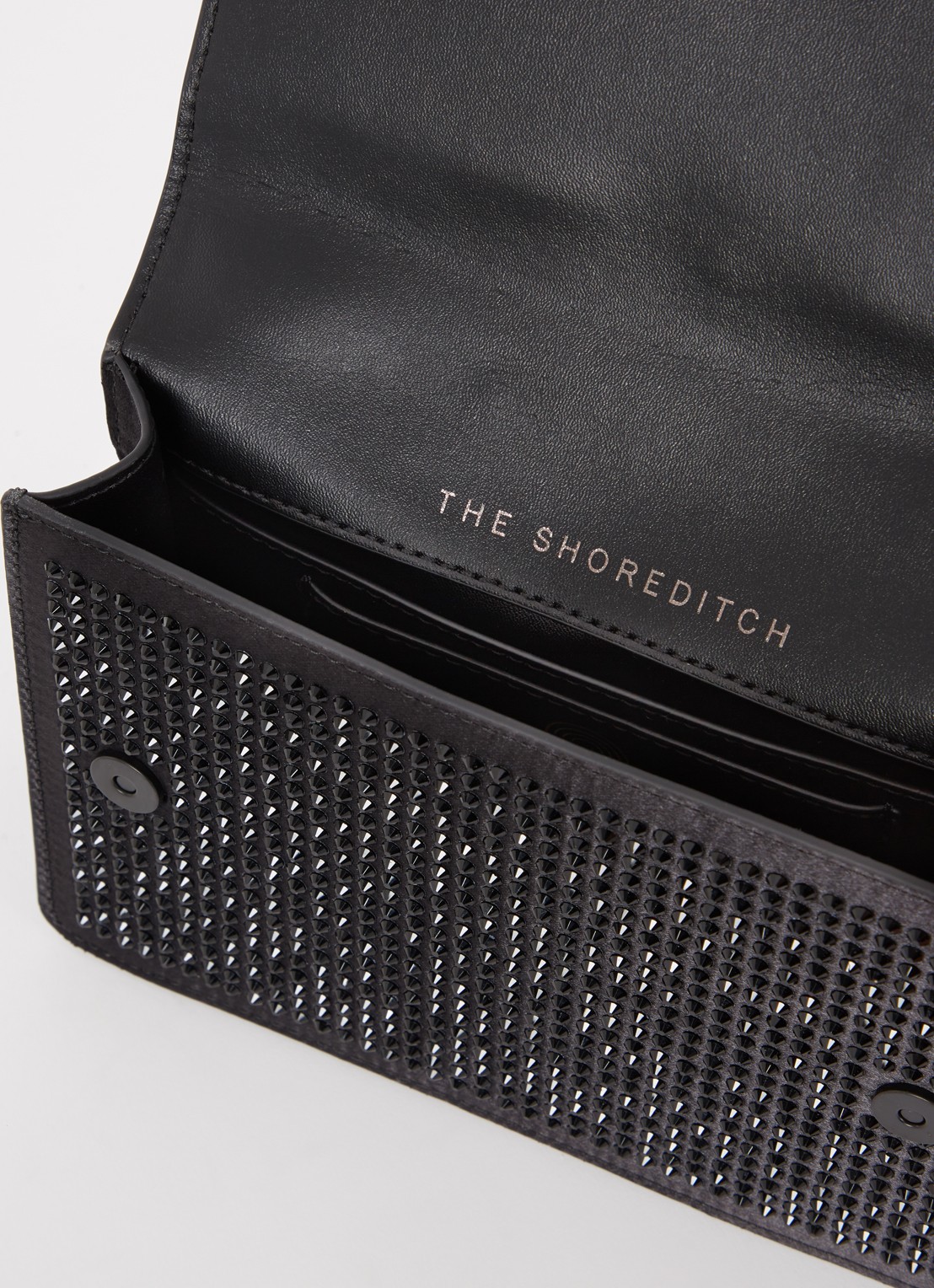 Kurt Geiger Shoreditch crossbodytas van satijn met strass en uitneembaar etui  - detail 2 zwart