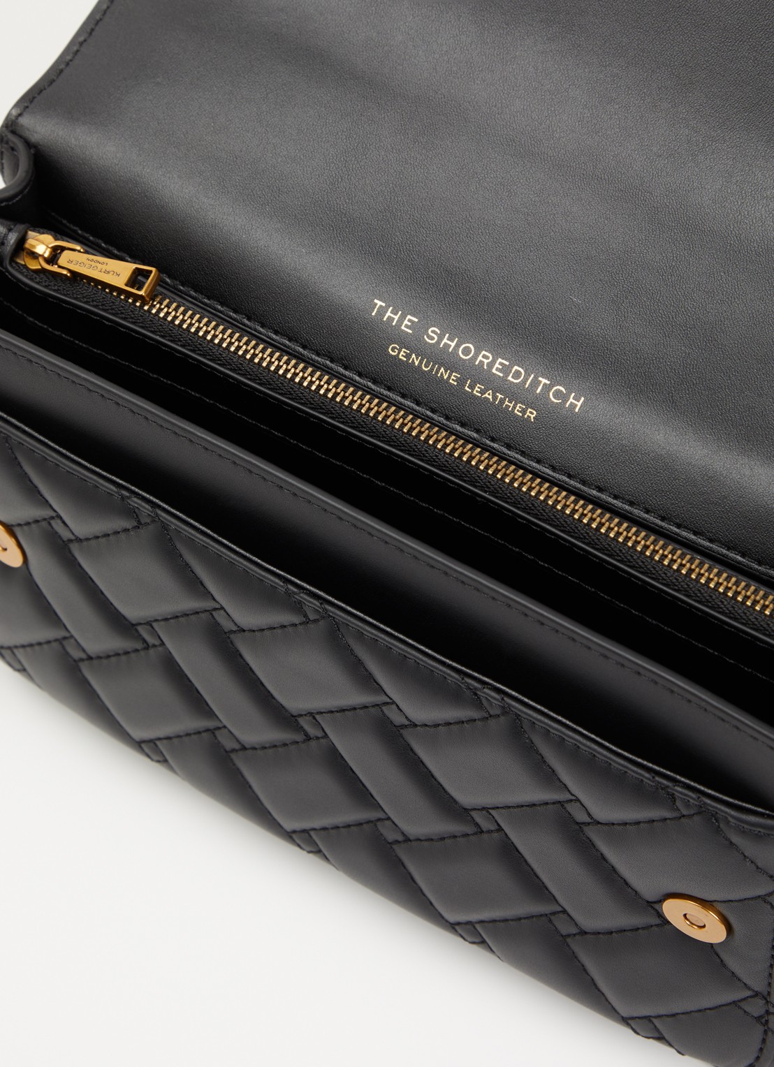 Kurt Geiger Shoreditch East West schoudertas van leer met afneembare schouderriem - detail 3 zwart