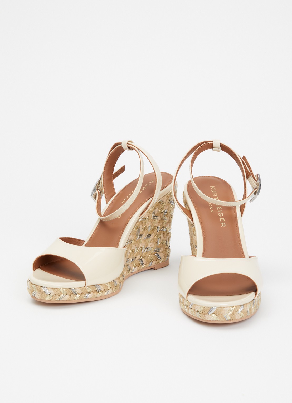 Kurt Geiger Sleehak van lakleer met metallic details - detail 3 ivoor