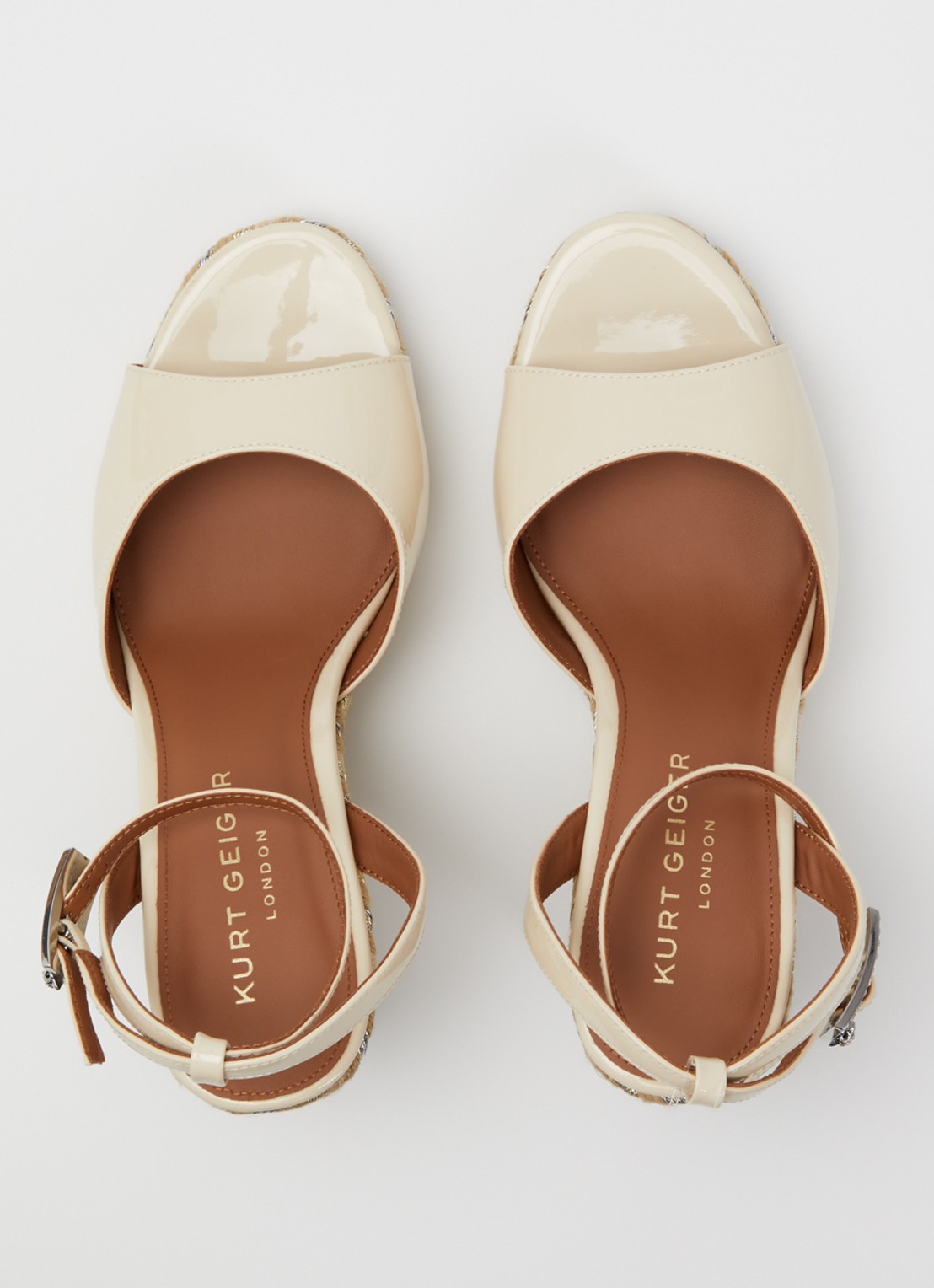 Kurt Geiger Sleehak van lakleer met metallic details - detail 4 ivoor