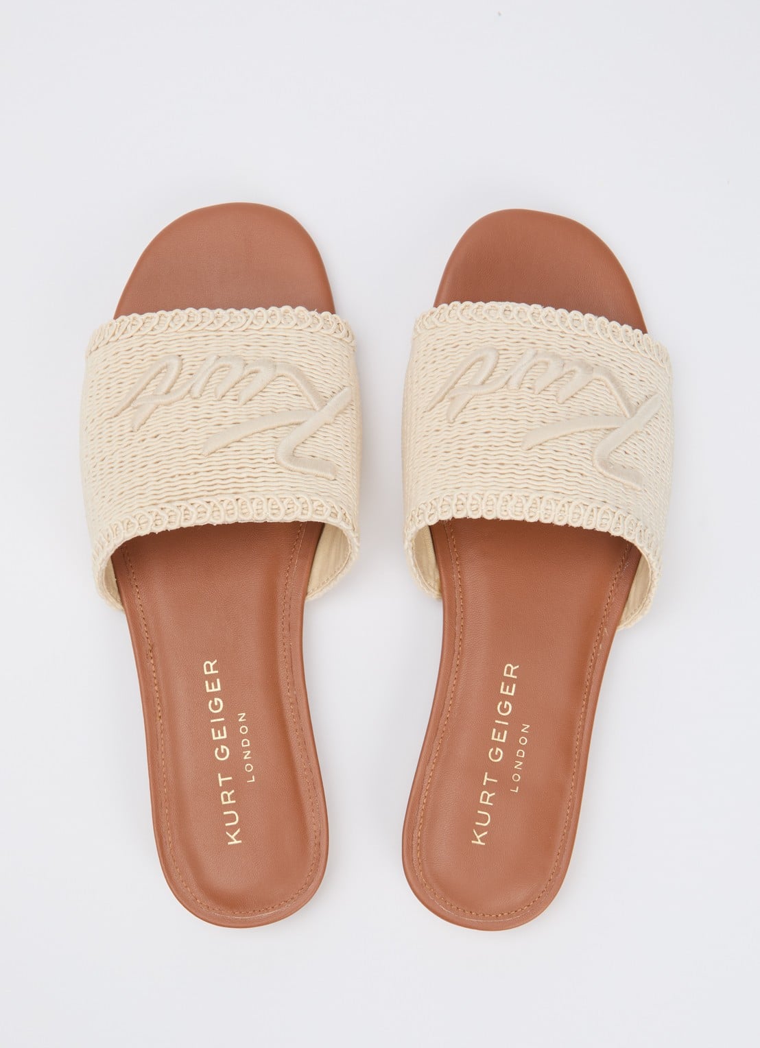 Kurt Geiger Slipper met logo en strass - detail 4 creme