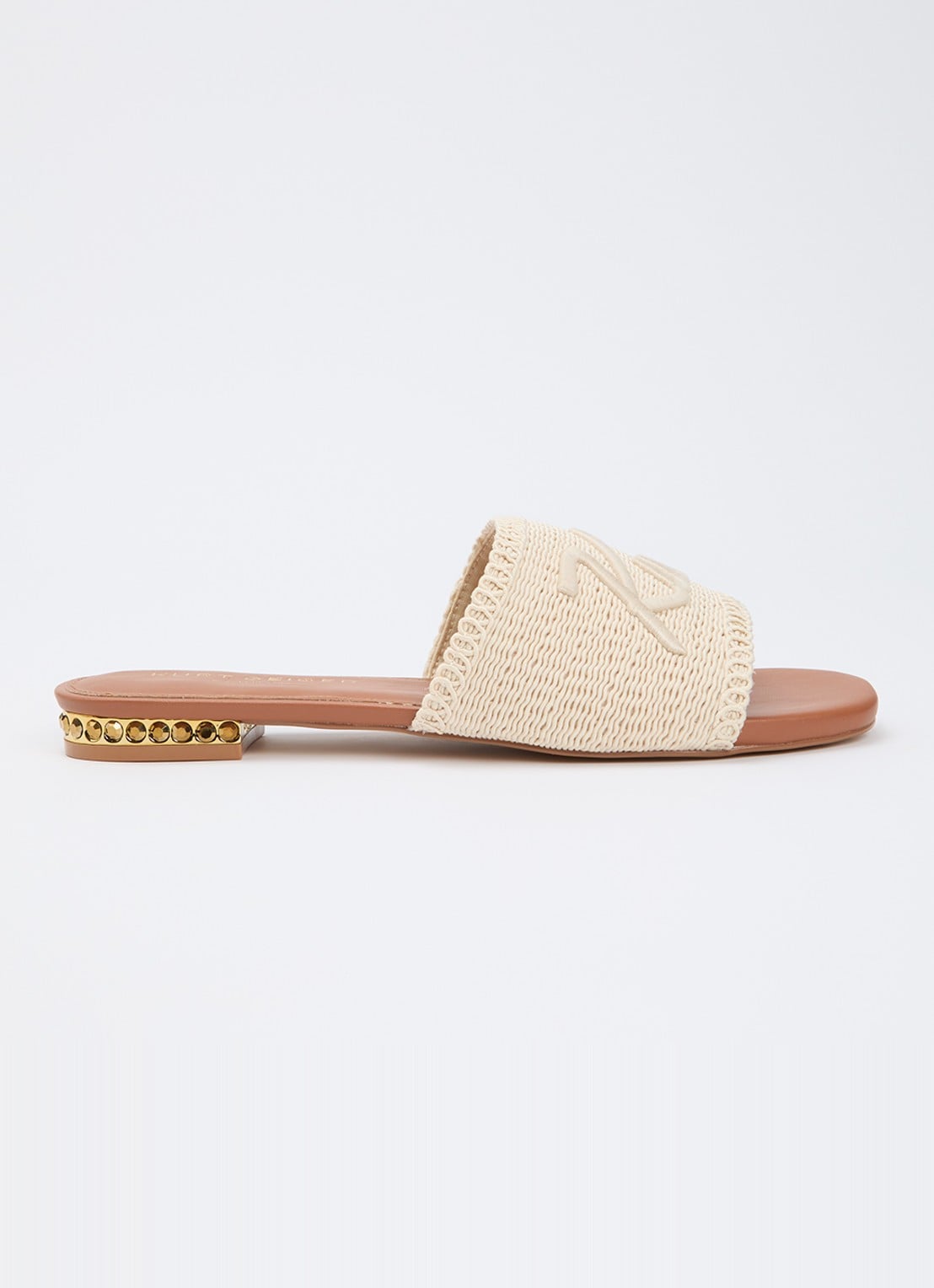 Kurt Geiger Slipper met logo en strass - voorkant 2 creme