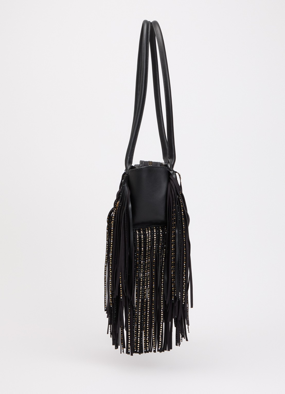 Kurt Geiger Sloane Eastwest schoudertas van leer met franjes - detail 4 zwart