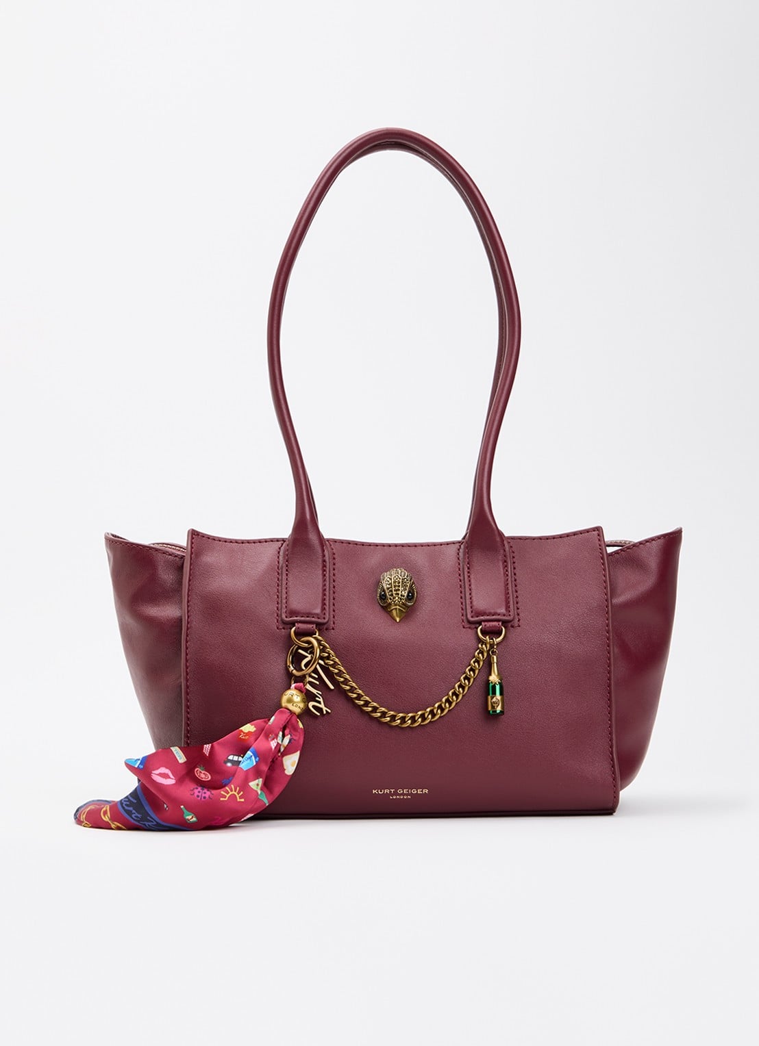 Kurt Geiger Sloane shopper van leer - voorkant bordeauxrood