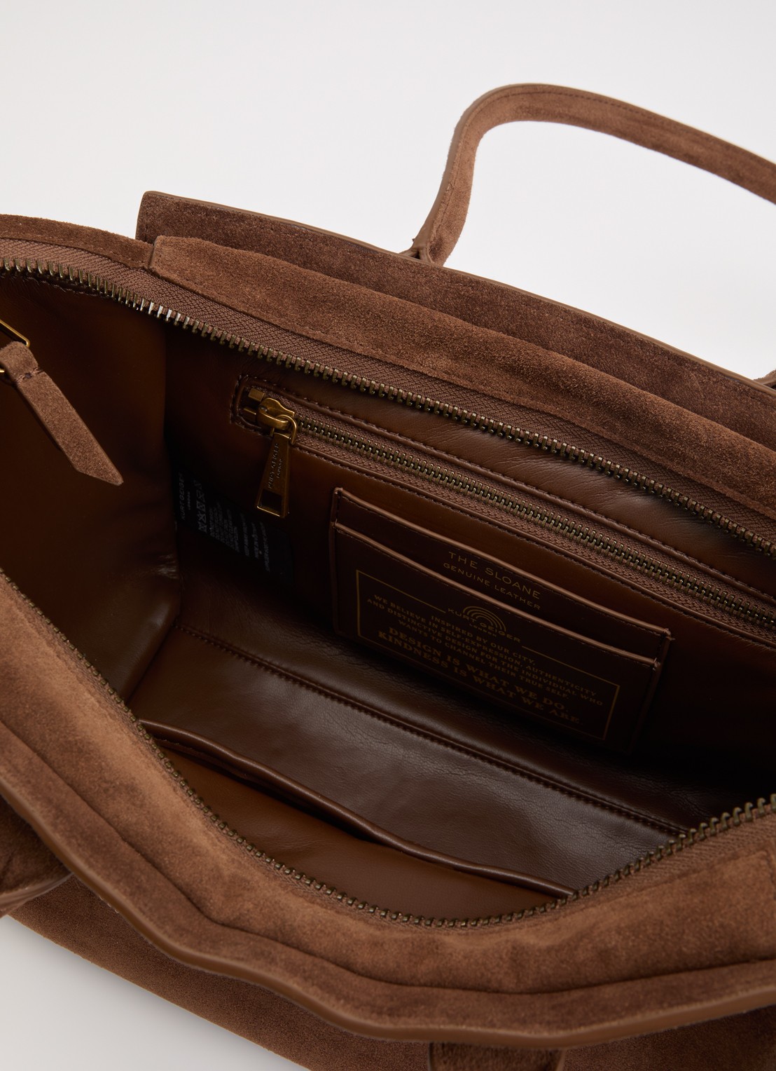 Kurt Geiger Sloane Small shopper van suède - detail lichtbruin