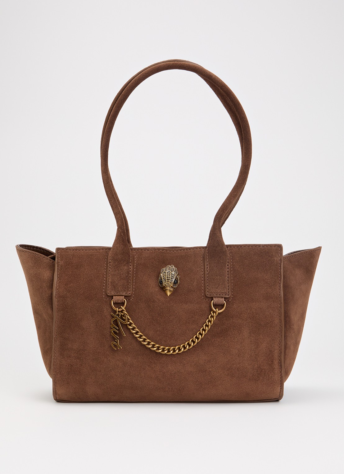 Kurt Geiger Sloane Small shopper van suède - voorkant 3 lichtbruin
