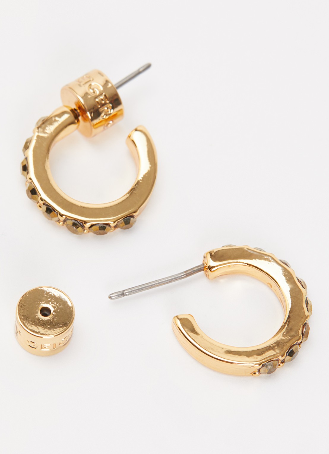 Kurt Geiger Small Crystal Huggie oorstekers met kristal - detail 2 goud