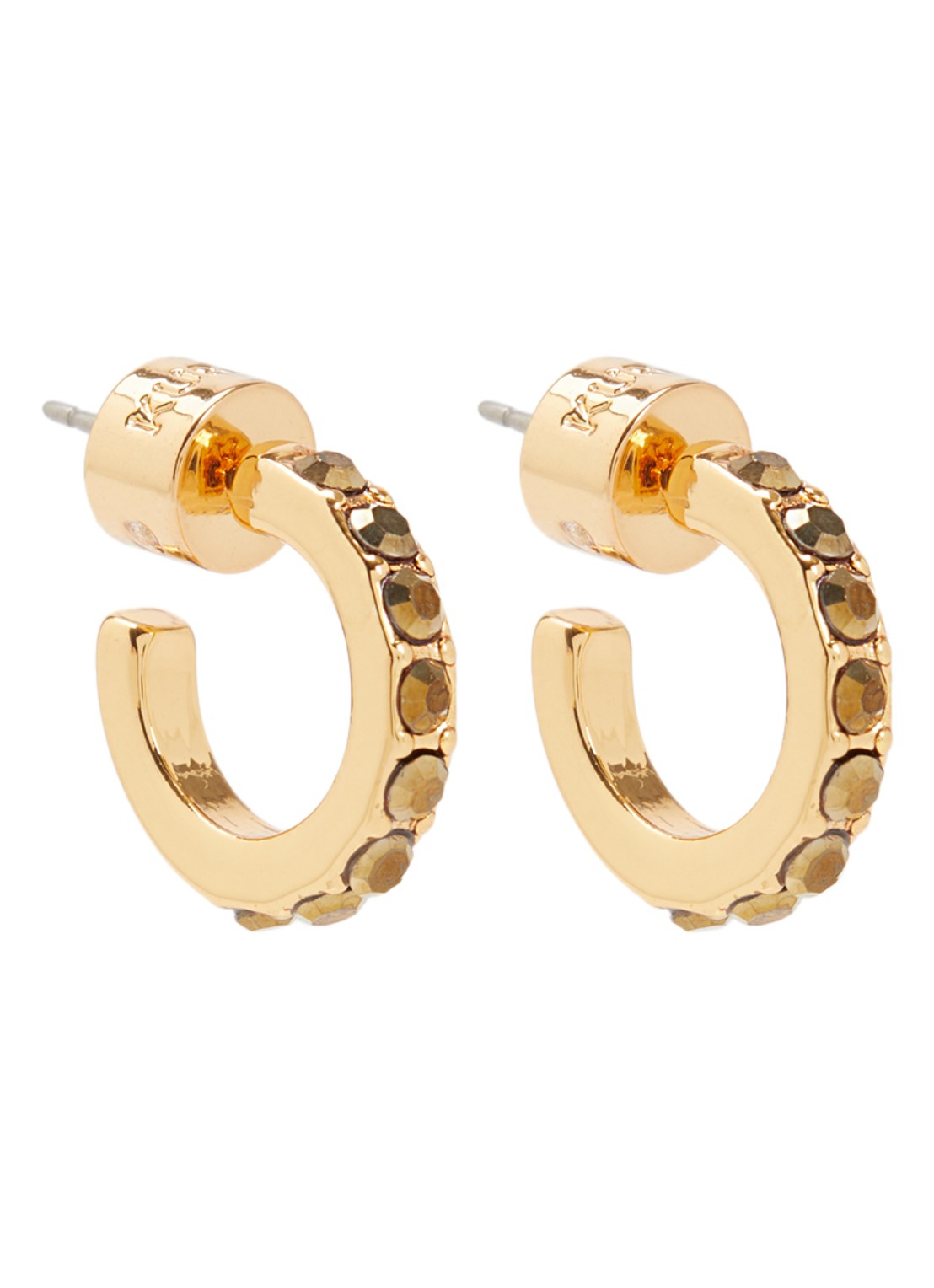 Kurt Geiger Small Crystal Huggie oorstekers met kristal - voorkant goud