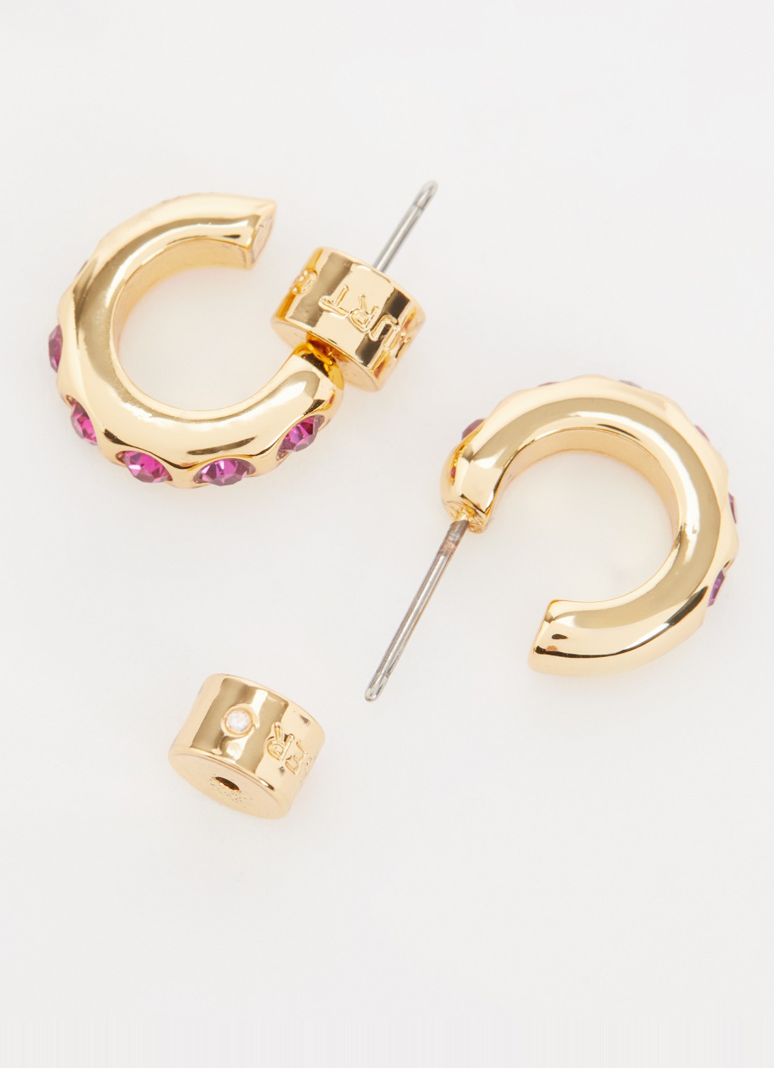 Kurt Geiger Small Crystal Huggie oorstekers met kristal - detail 2 roze