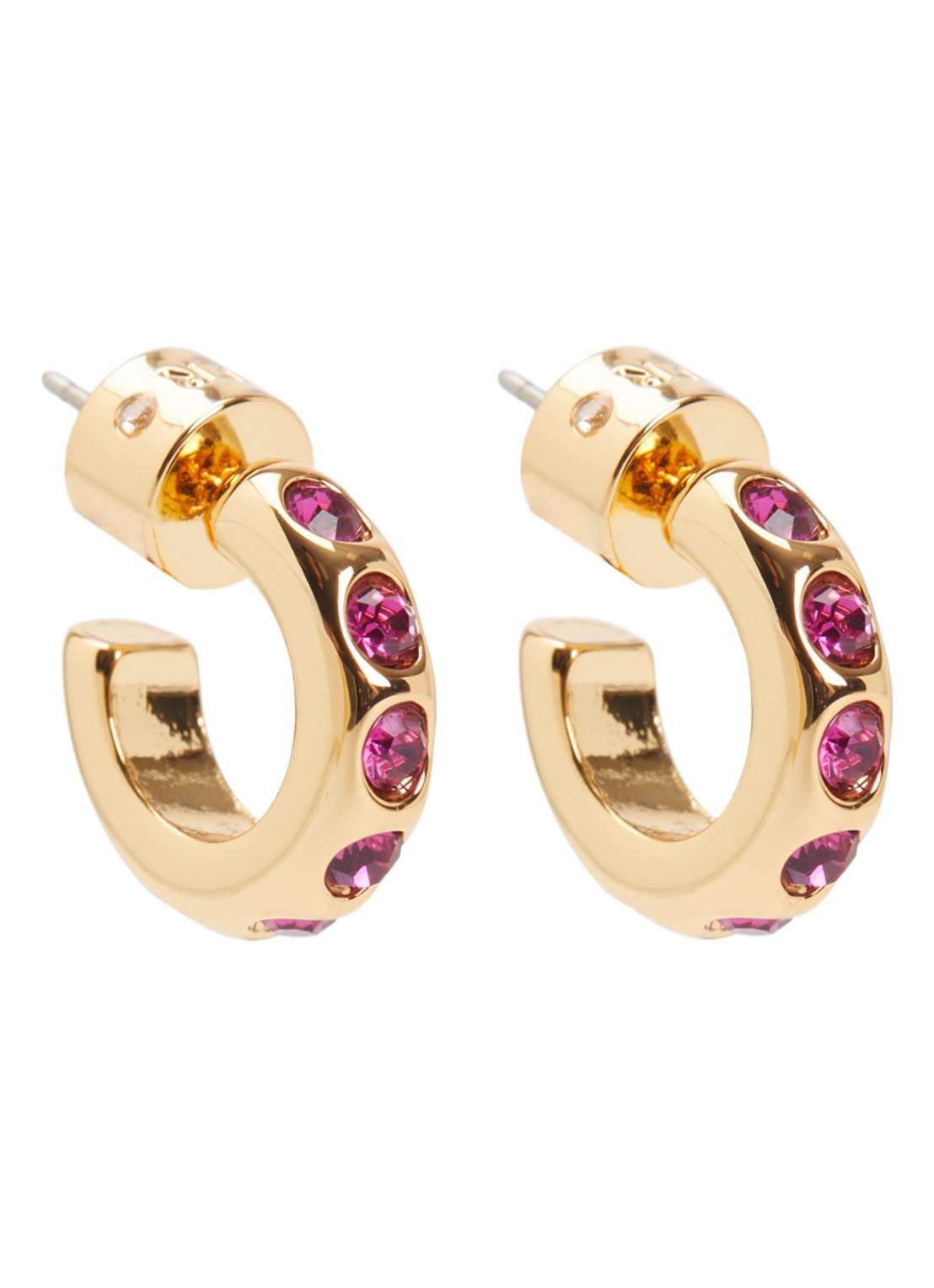 Kurt Geiger Small Crystal Huggie oorstekers met kristal - voorkant roze
