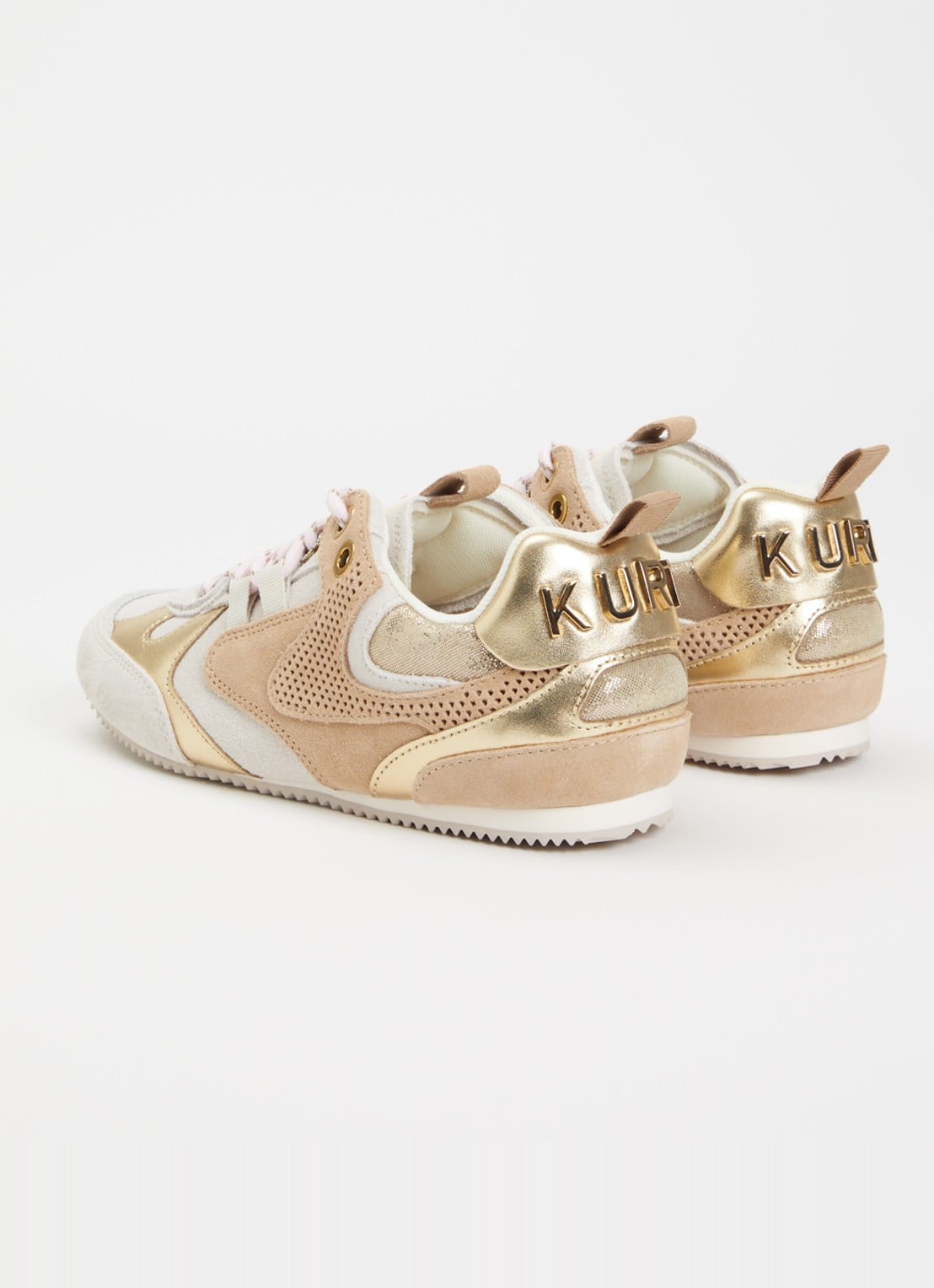 Kurt Geiger Sneaker van suède met metallic details - achterkant 5 beige